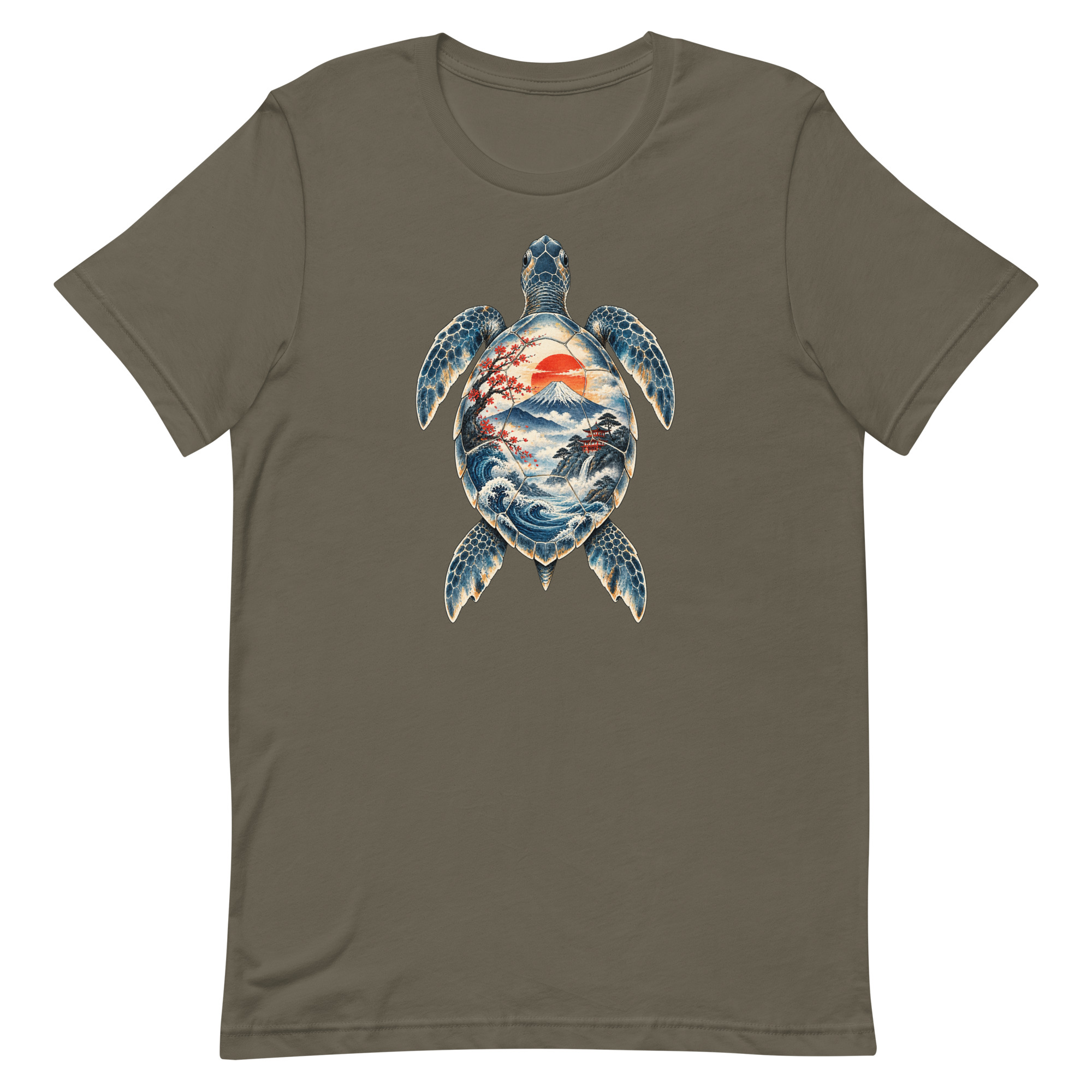 Sea Turtle Mount Fuji Sunrise Japanese Art, Japanese Art Tee, Mythology Gift - Image 2