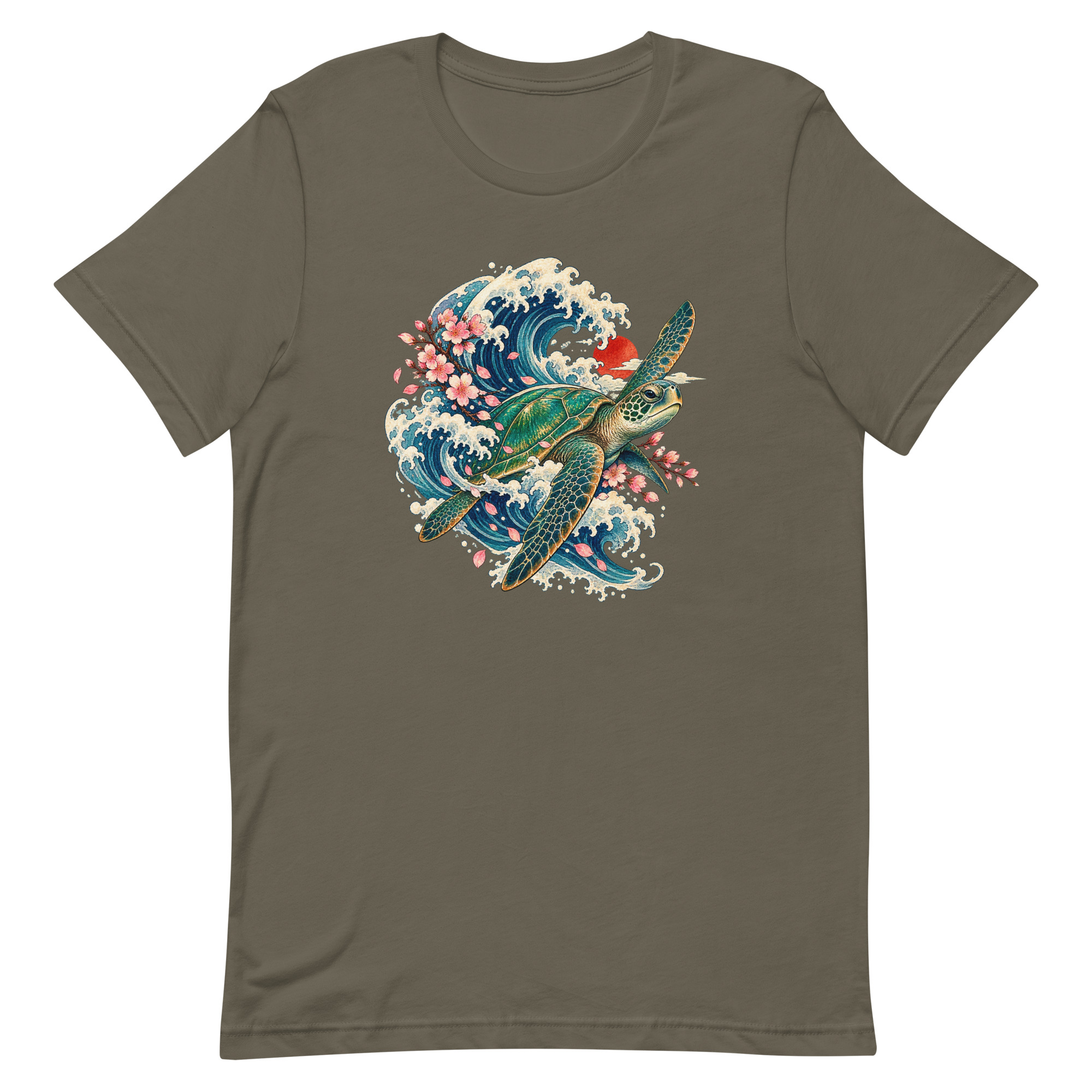 Sea Turtle Great Wave Sakura Japanese Art, Japanese Art Tee, Mythology Gift - Image 2