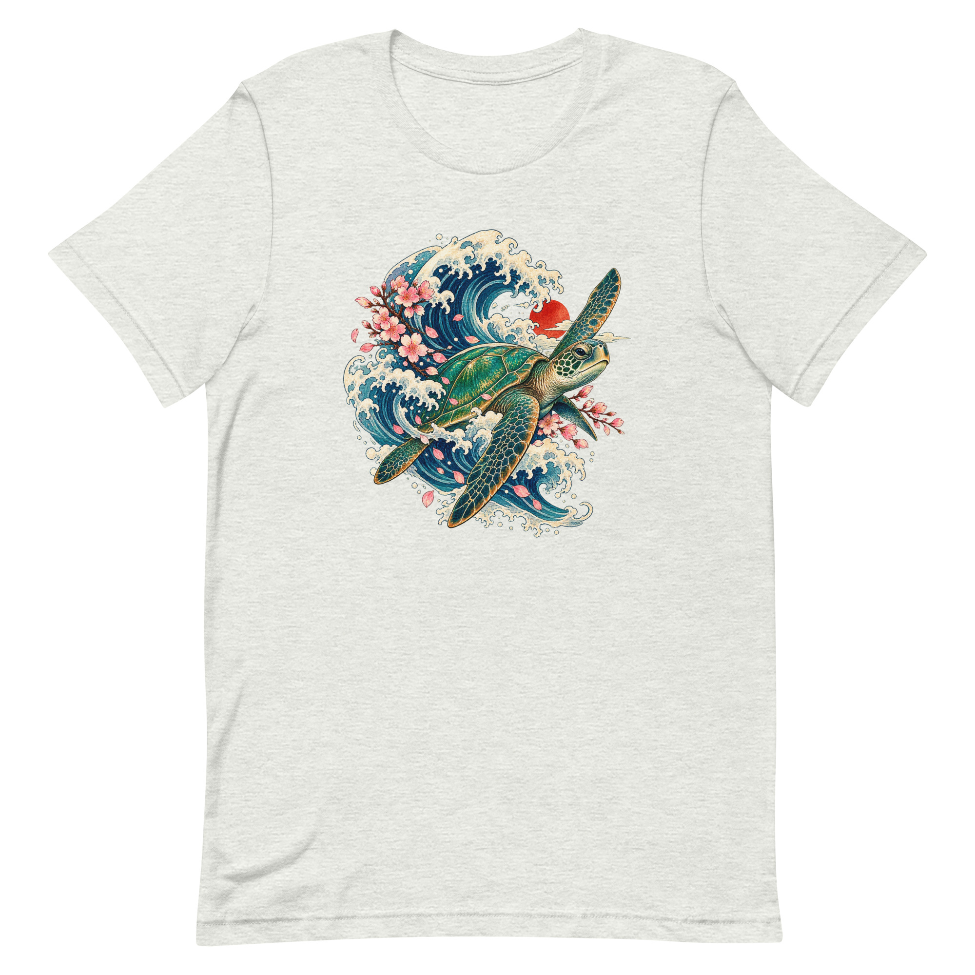 Sea Turtle Great Wave Sakura Japanese Art, Japanese Art Tee, Mythology Gift - Image 3
