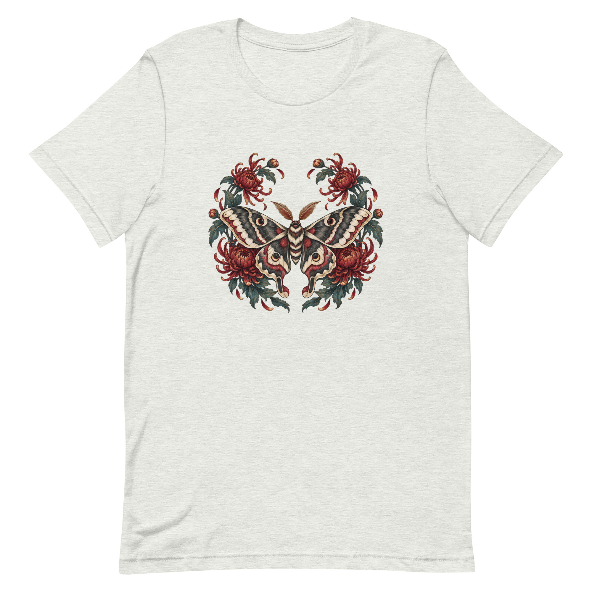 Japanese Moth Chrysanthemum Enso Ink Art, Japanese Art Tee, Mythology Gift - Image 3