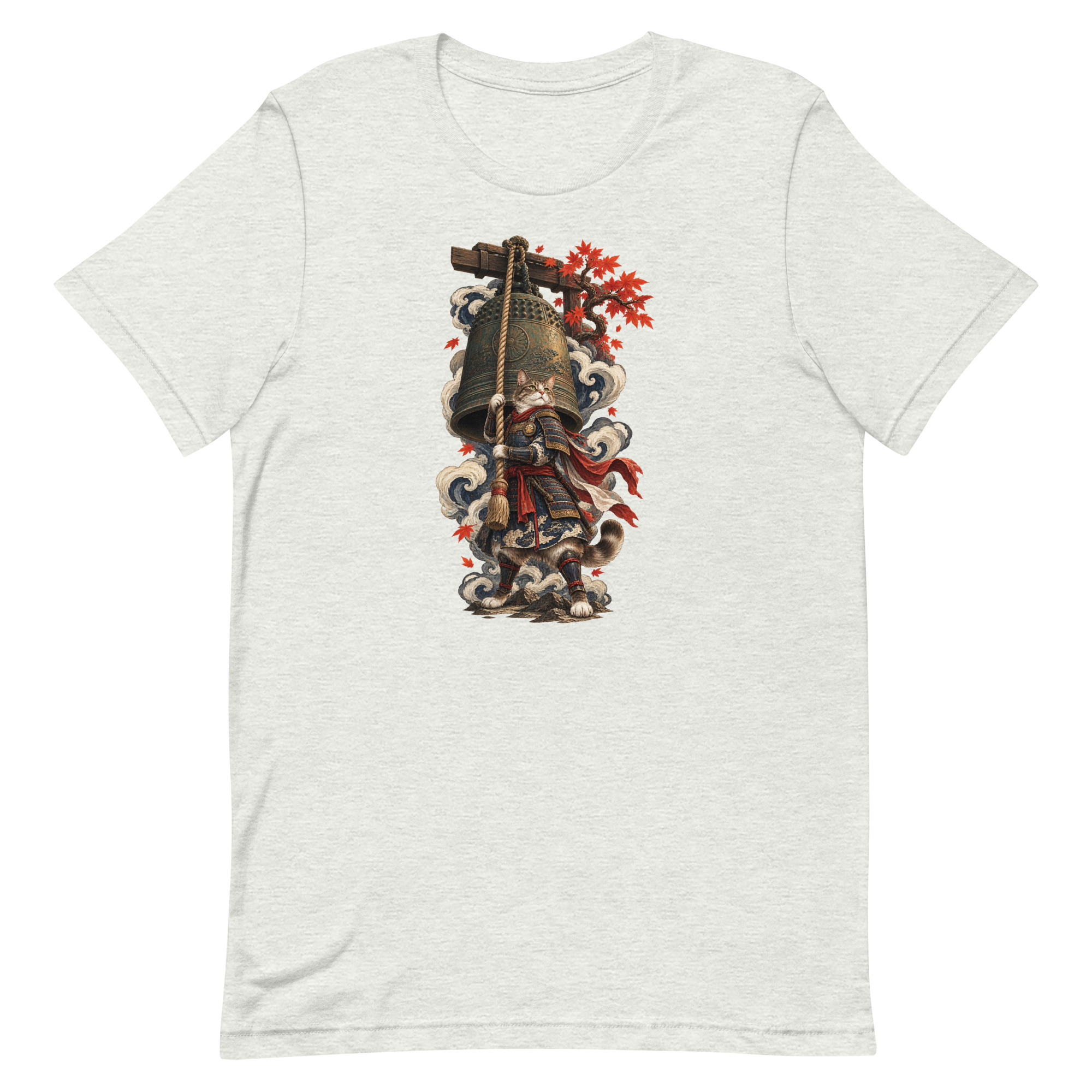 Samurai Cat Temple Bell Guardian Japanese Art, Japanese Art Tee, Mythology Gift - Image 3