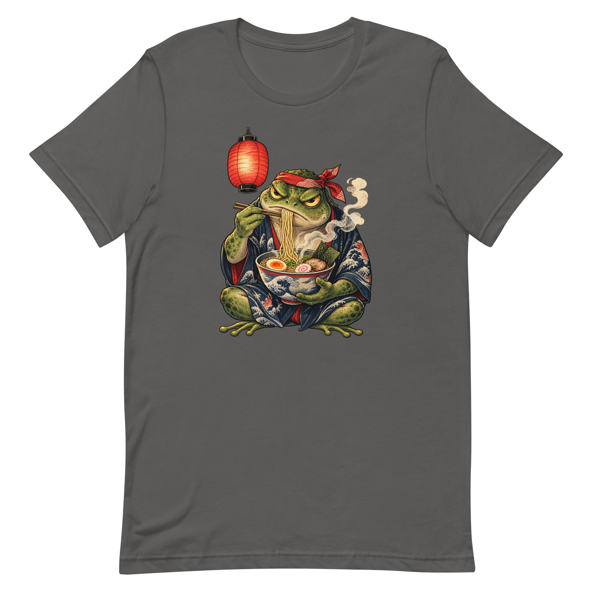 Grumpy Frog Ramen Lantern Japanese Ink Art T-Shirt - Image 4