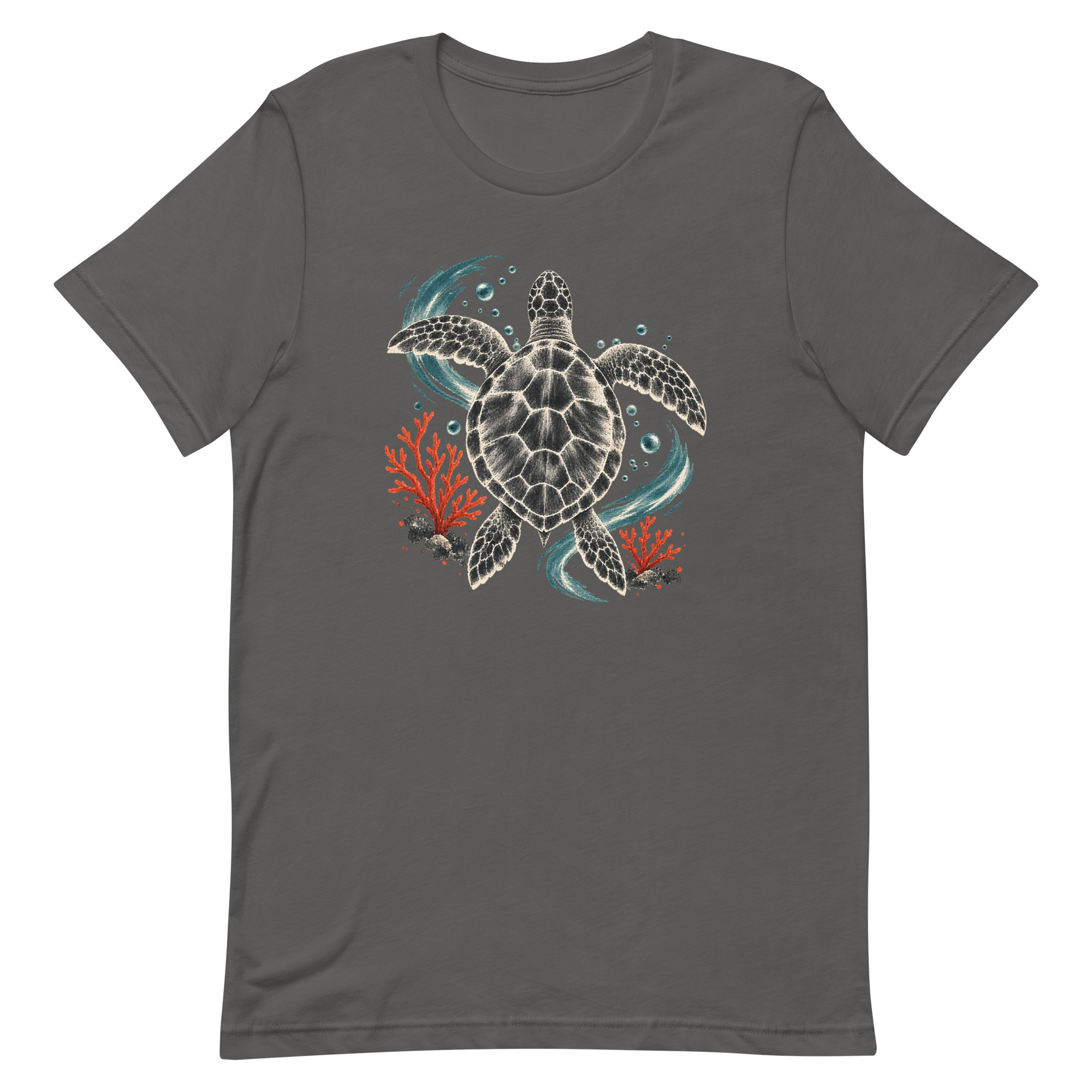 Gyotaku Sea Turtle Coral Japanese Print Art, Japanese Art Tee, Mythology Gift - Image 4