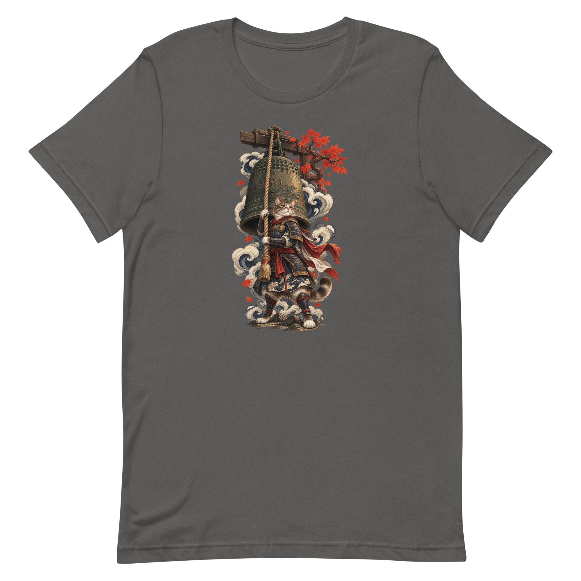 Samurai Cat Temple Bell Guardian Japanese Art, Japanese Art Tee, Mythology Gift - Image 4