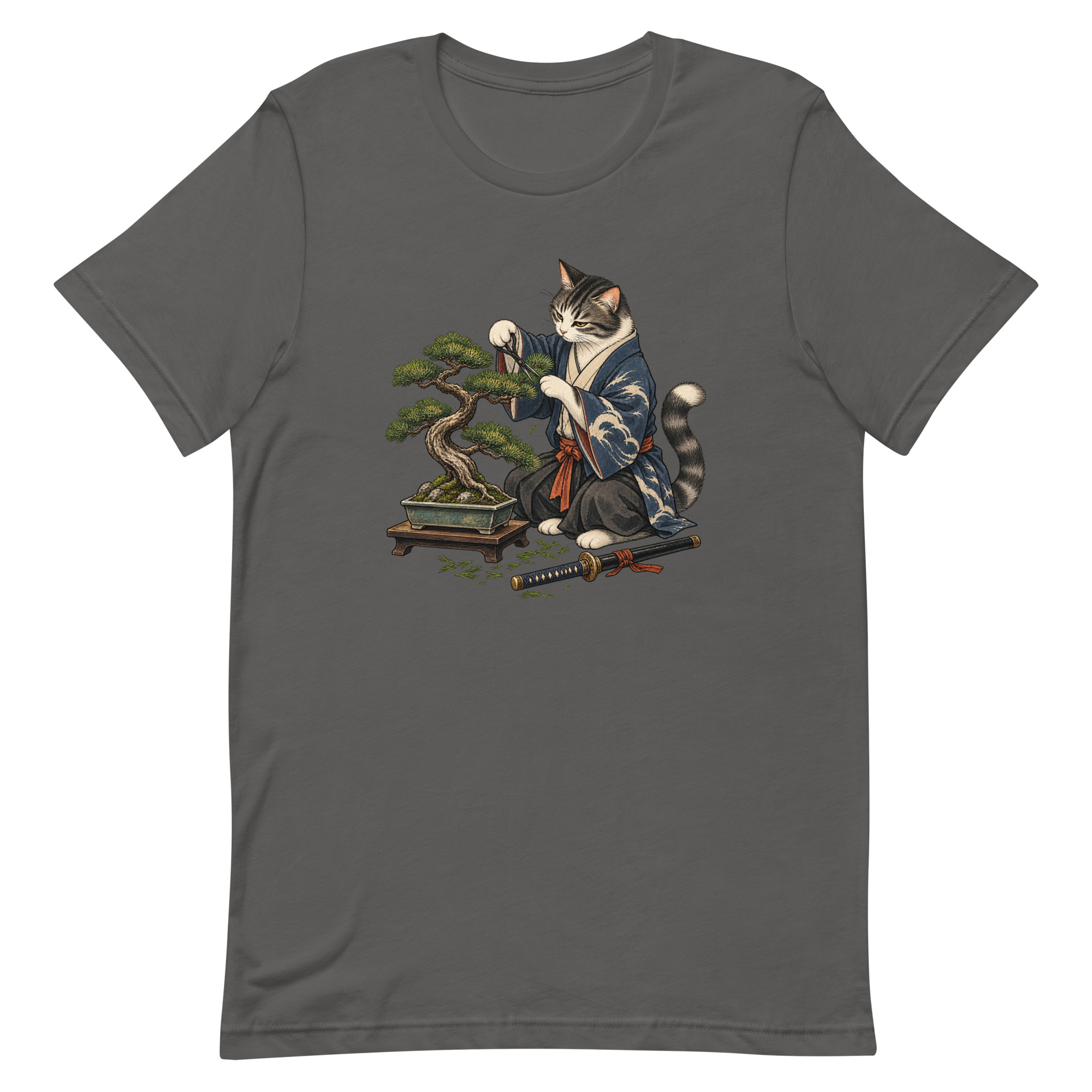 Samurai Cat Bonsai Dojo Japanese Art, Japanese Art Tee, Mythology Gift - Image 4