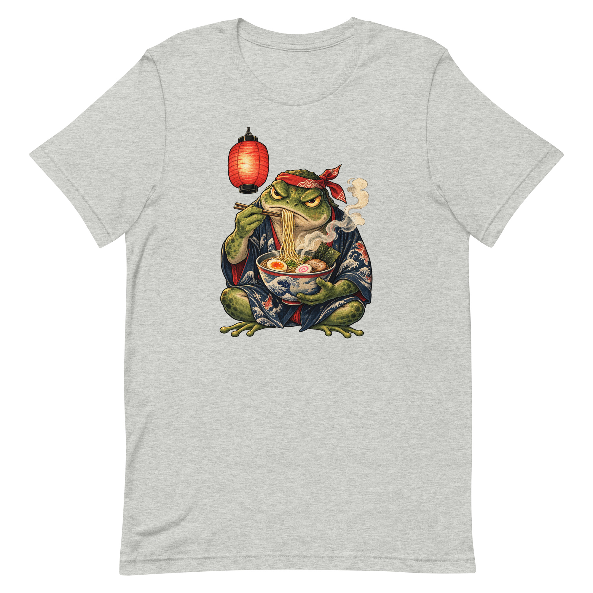 Grumpy Frog Ramen Lantern Japanese Ink Art T-Shirt - Image 5