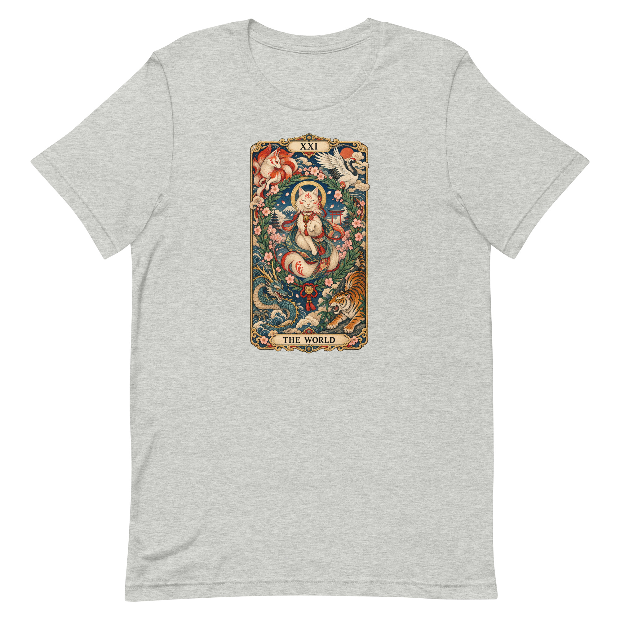 The World Shrine Cat Tarot Japanese Art T-Shirt - Image 3