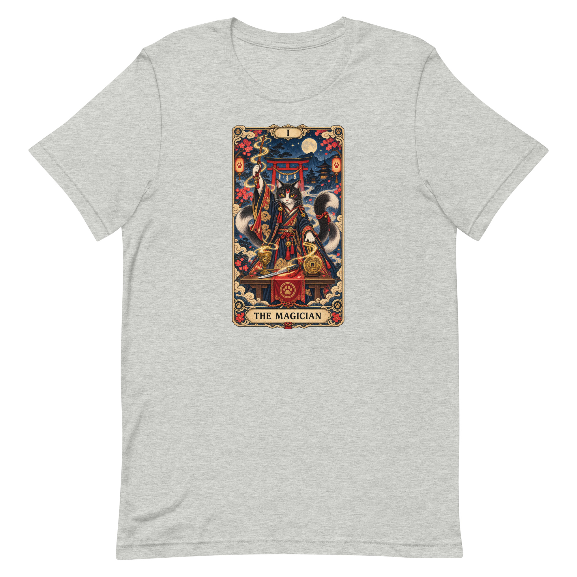 The Magician Bakeneko Cat Tarot Japanese Yokai Art, Japanese Art Tee, Mythology Gift - Image 3