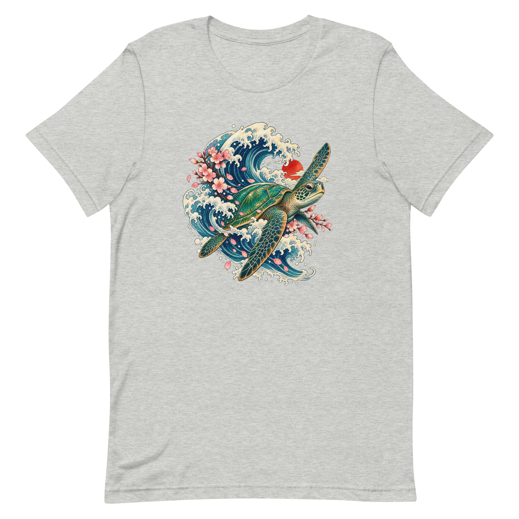 Sea Turtle Great Wave Sakura Japanese Art, Japanese Art Tee, Mythology Gift - Image 5