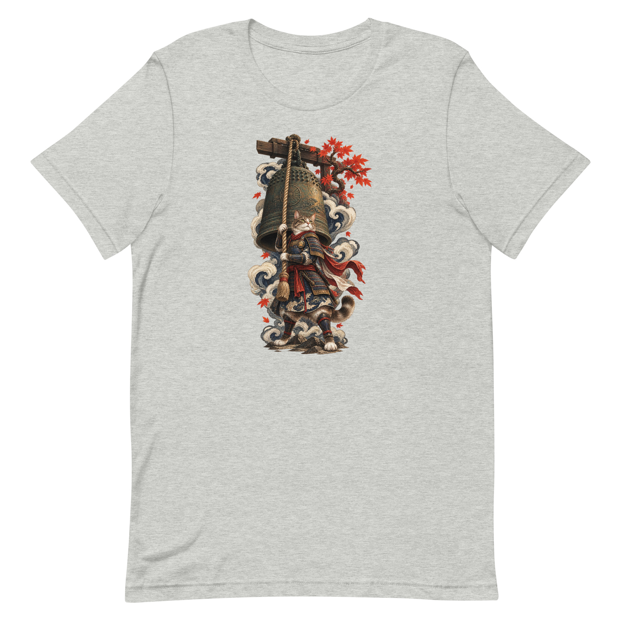 Samurai Cat Temple Bell Guardian Japanese Art, Japanese Art Tee, Mythology Gift - Image 5