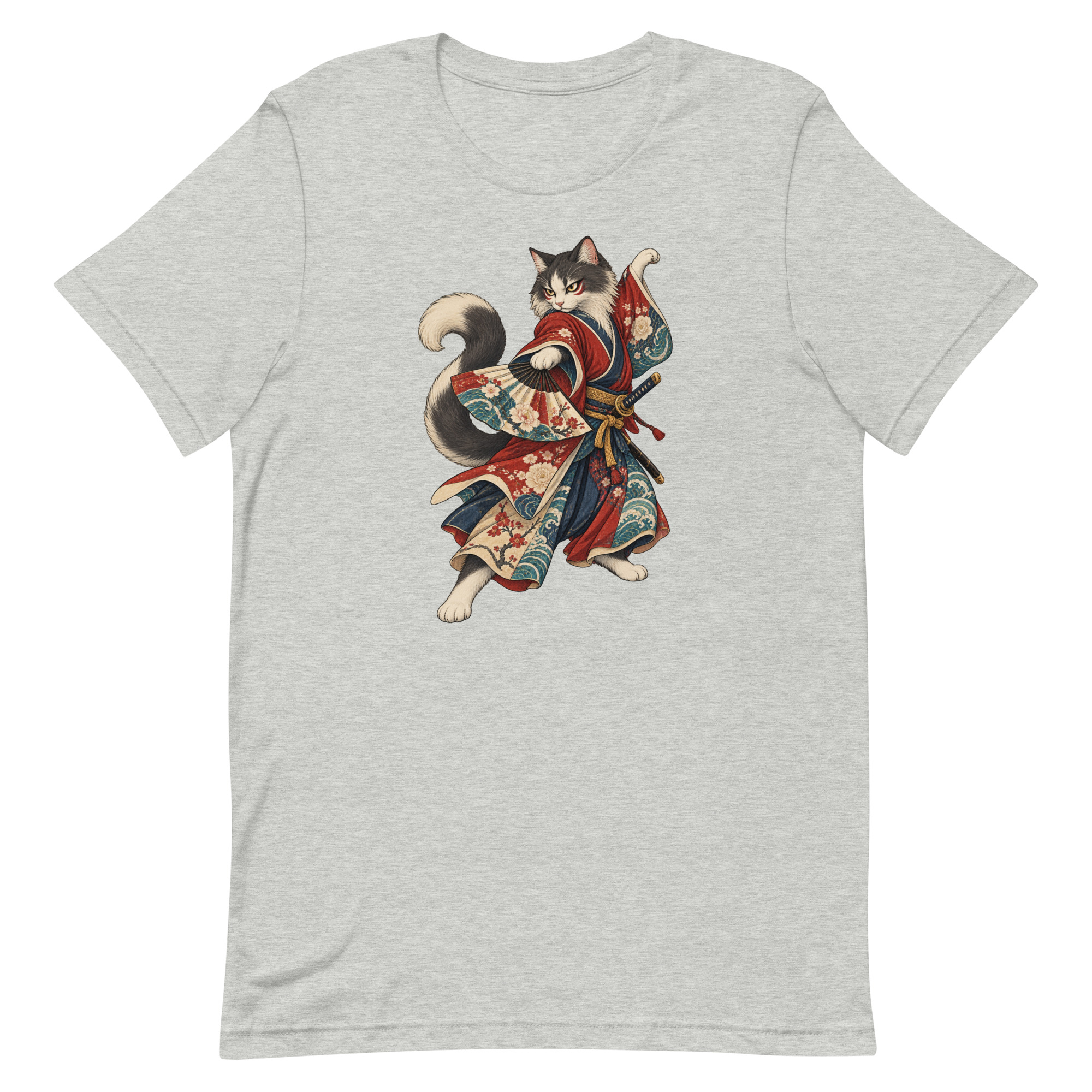 Samurai Cat Kabuki Fan Japanese Warrior Art, Japanese Art Tee, Mythology Gift - Image 5