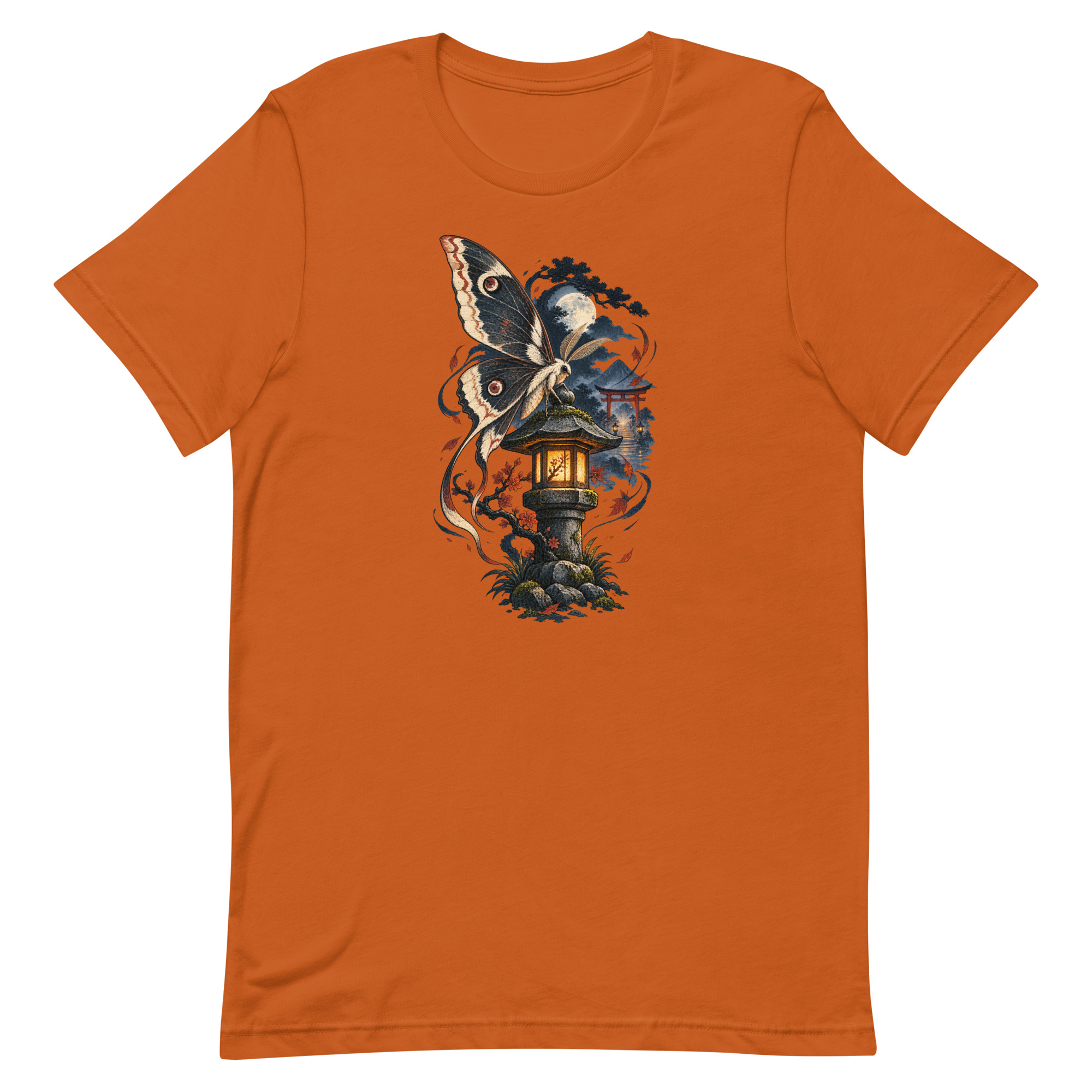 Japanese Moth Lantern Shrine Night Yokai Art T-Shirt - Image 4