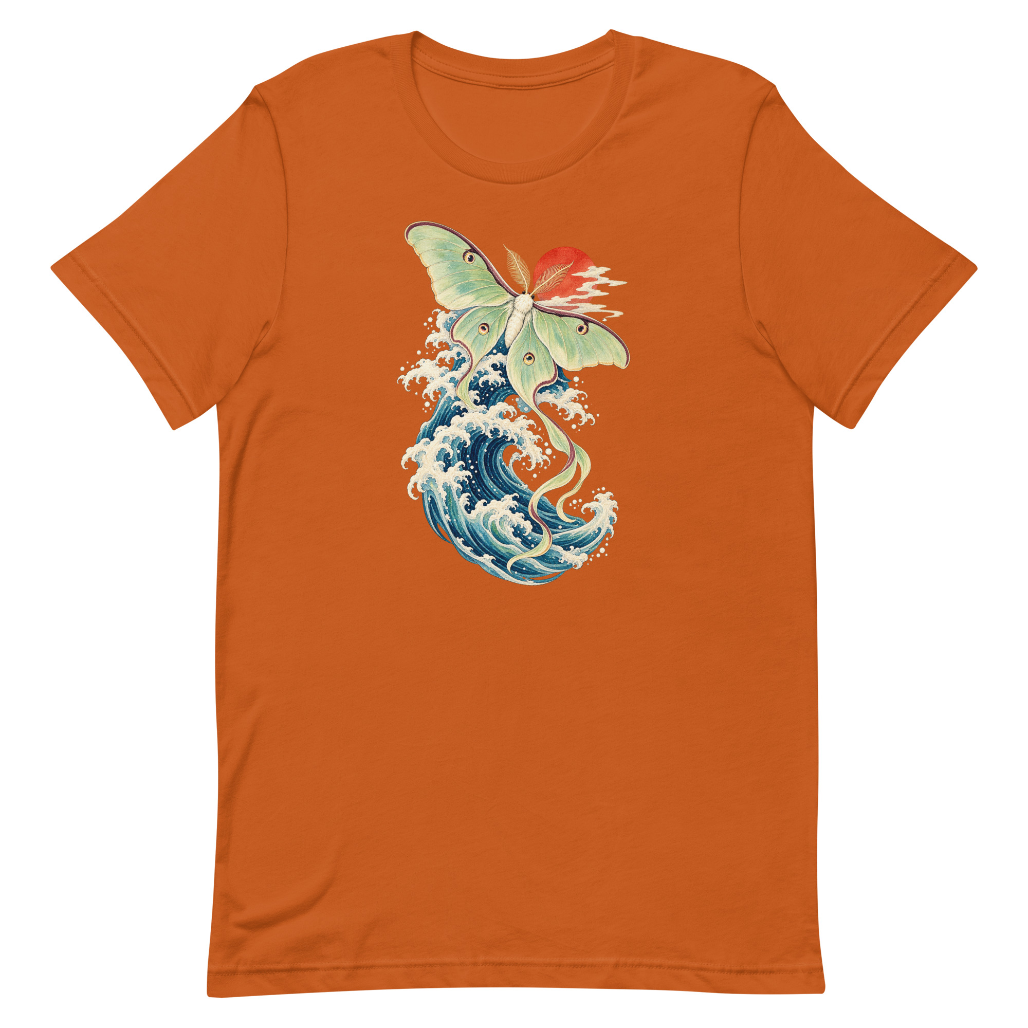 Luna Moth Great Wave Japanese Ukiyo-e Art T-Shirt - Image 4
