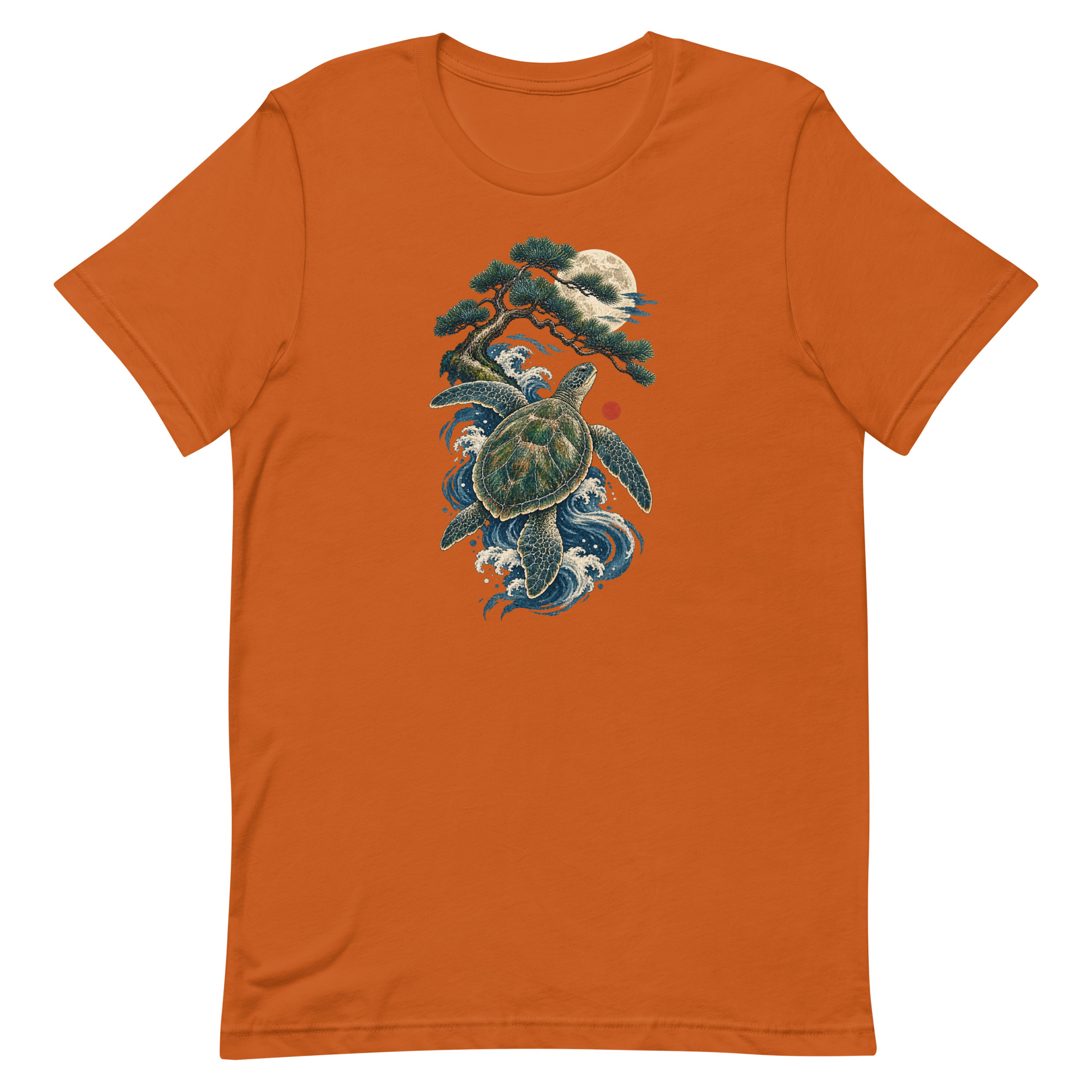 Ancient Sea Turtle Pine Moon Japanese Art, Japanese Art Tee, Mythology Gift - Image 4