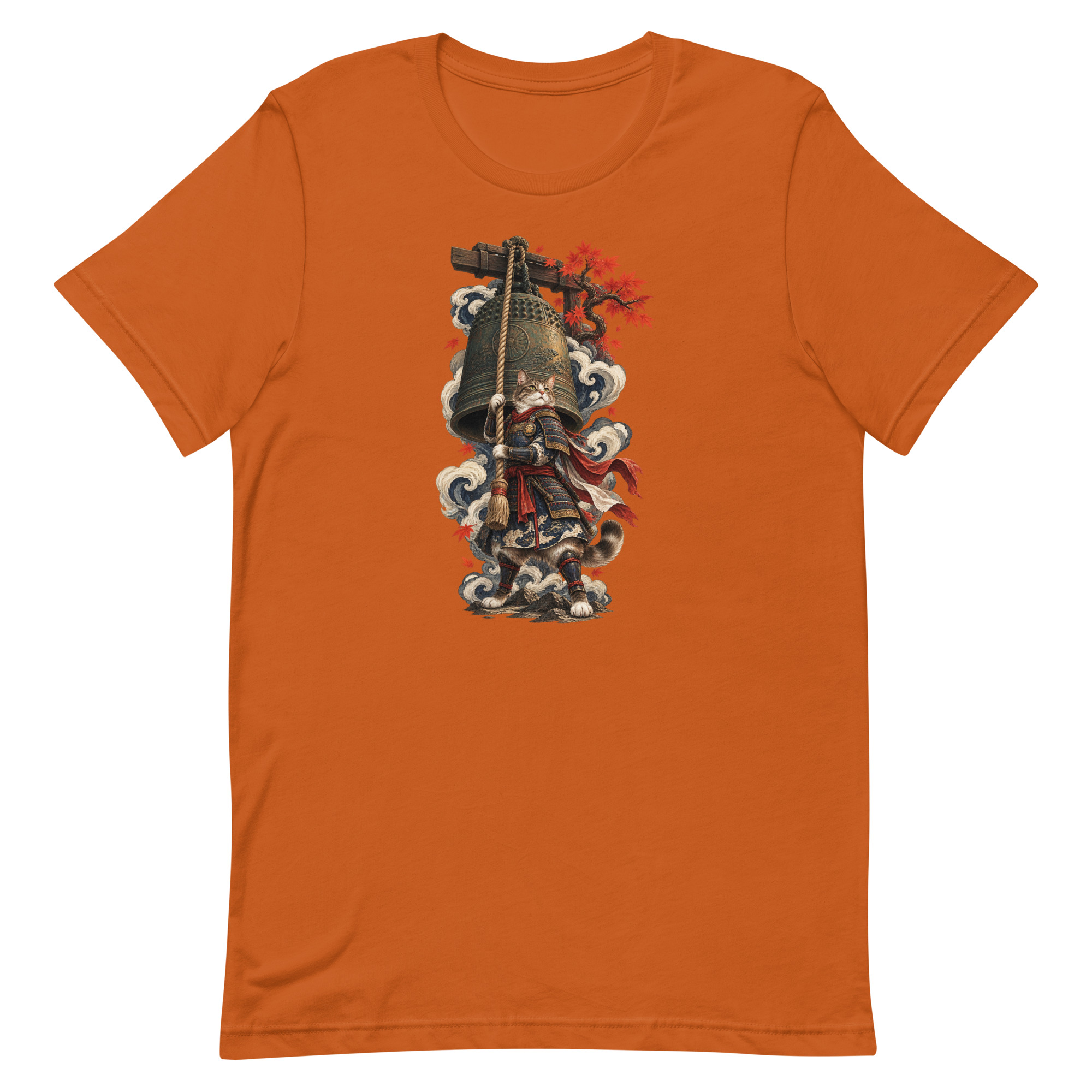 Samurai Cat Temple Bell Guardian Japanese Art, Japanese Art Tee, Mythology Gift - Image 6