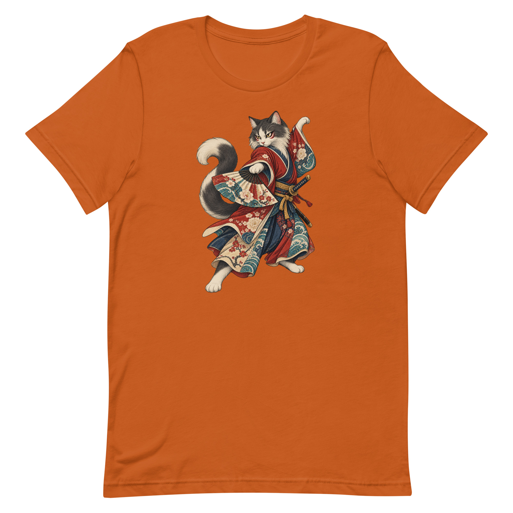 Samurai Cat Kabuki Fan Japanese Warrior Art, Japanese Art Tee, Mythology Gift - Image 6