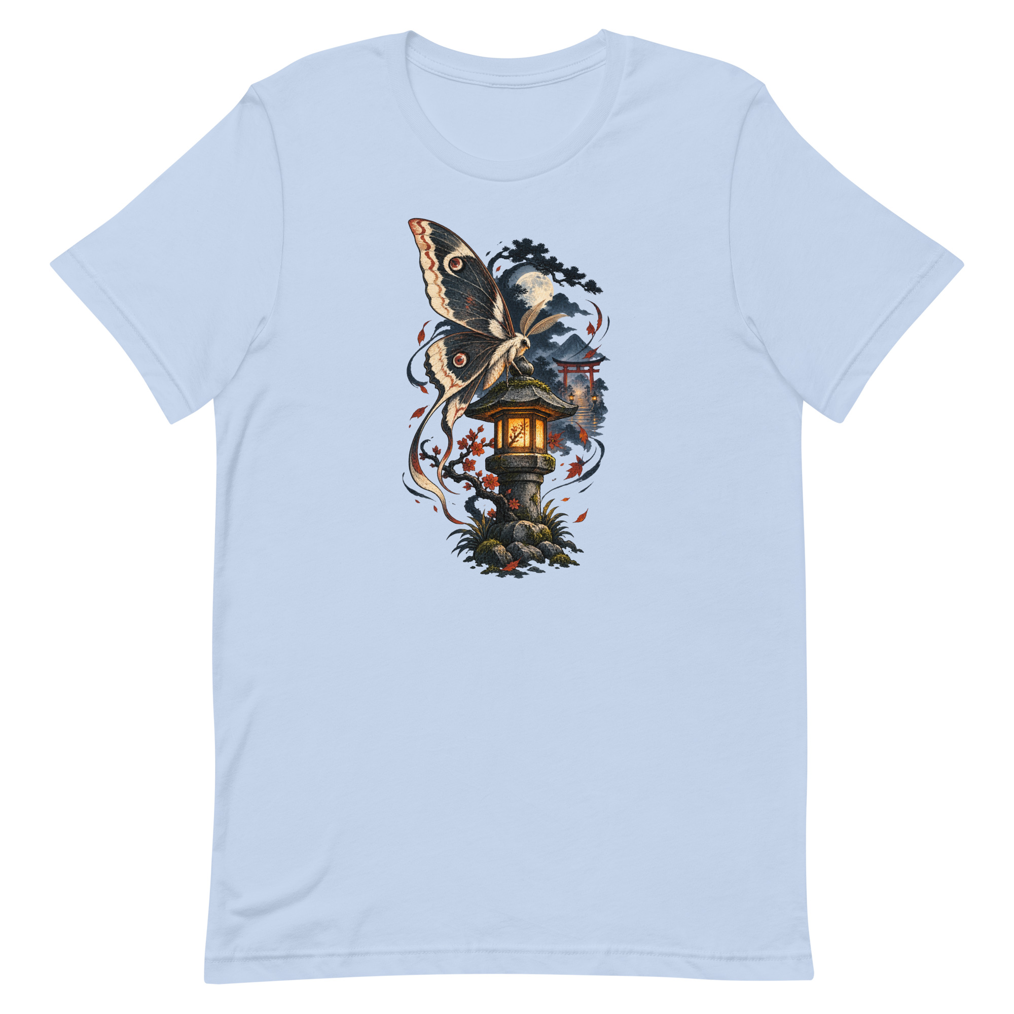 Japanese Moth Lantern Shrine Night Yokai Art T-Shirt - Image 5