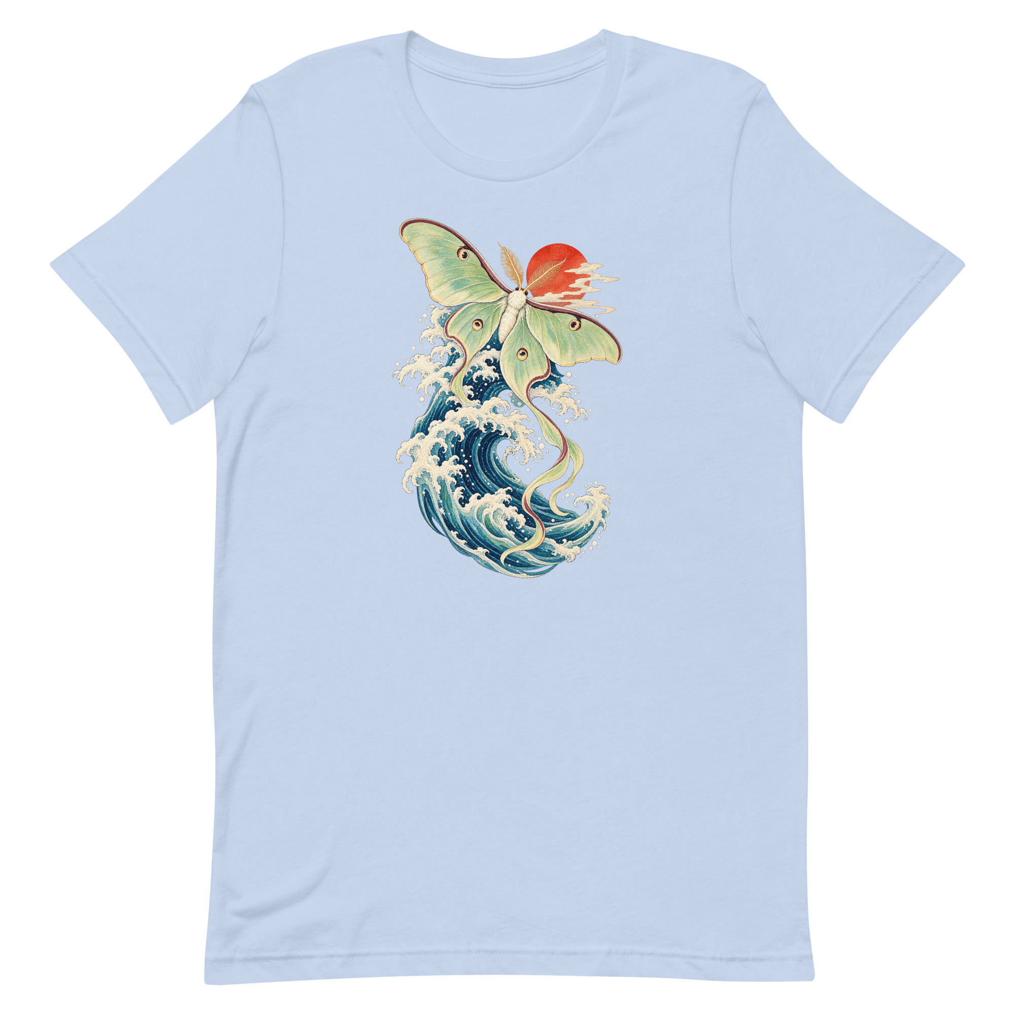 Luna Moth Great Wave Japanese Ukiyo-e Art T-Shirt - Image 5