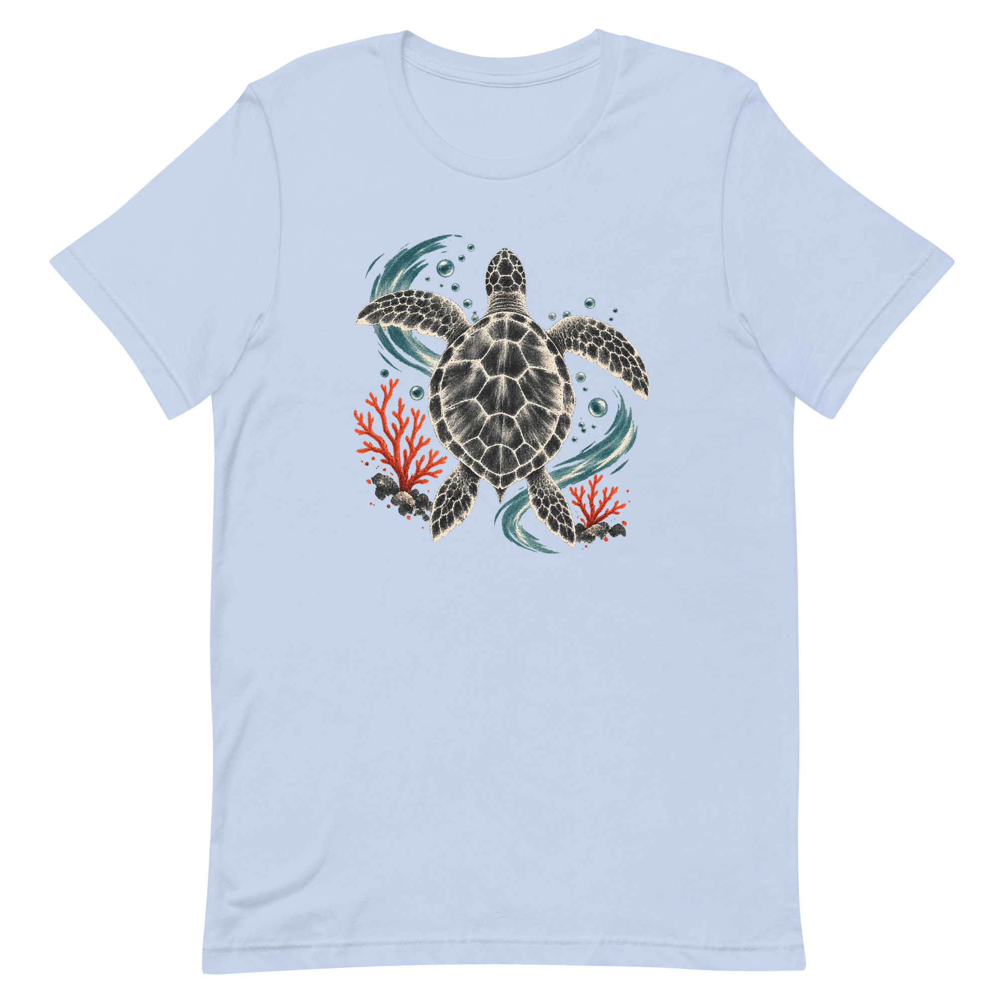 Gyotaku Sea Turtle Coral Japanese Print Art, Japanese Art Tee, Mythology Gift - Image 7
