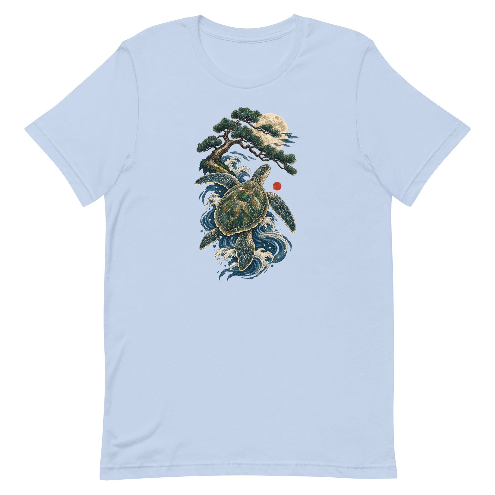 Ancient Sea Turtle Pine Moon Japanese Art, Japanese Art Tee, Mythology Gift - Image 5