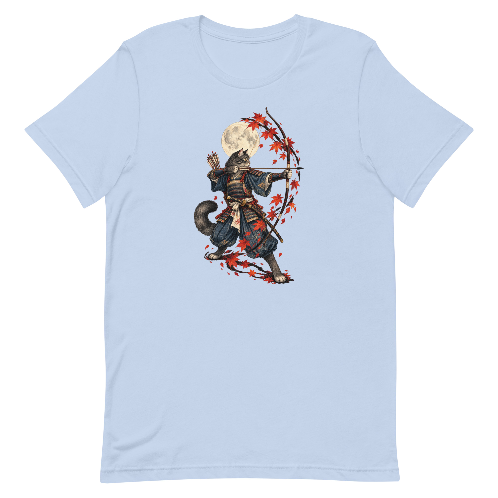 Samurai Cat Archer Maple Moon Japanese Art, Japanese Art Tee, Mythology Gift - Image 7