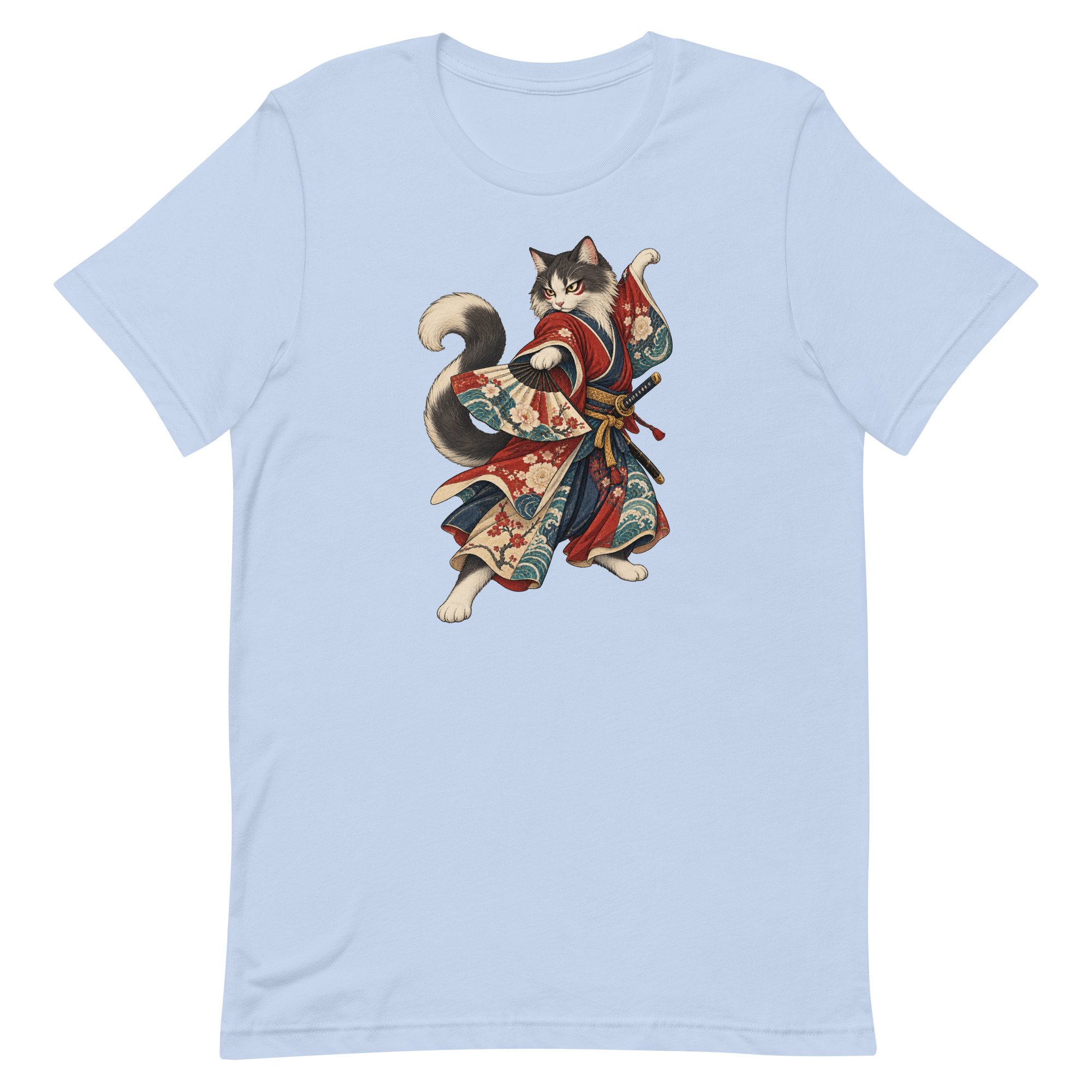 Samurai Cat Kabuki Fan Japanese Warrior Art, Japanese Art Tee, Mythology Gift - Image 7