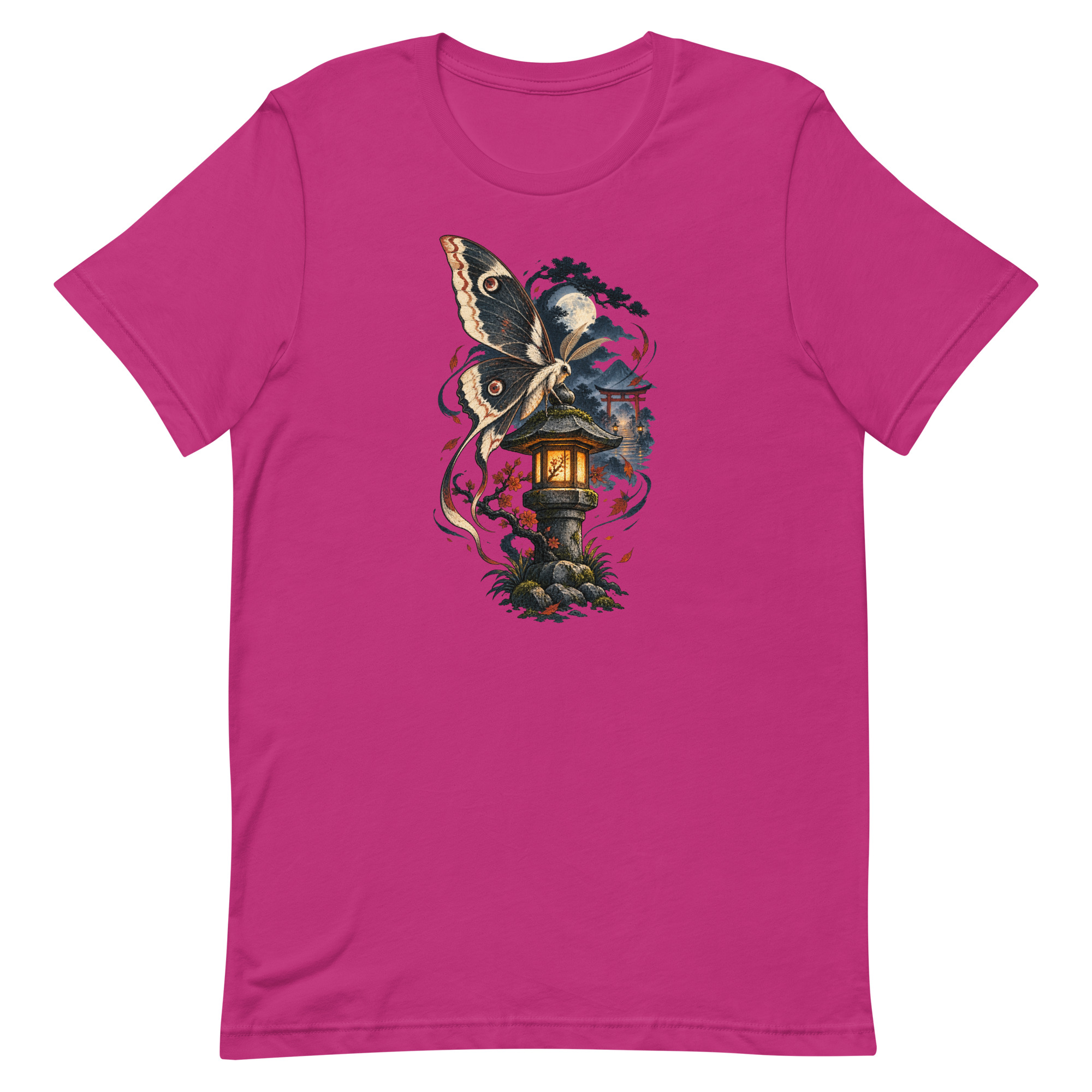 Japanese Moth Lantern Shrine Night Yokai Art T-Shirt - Image 6