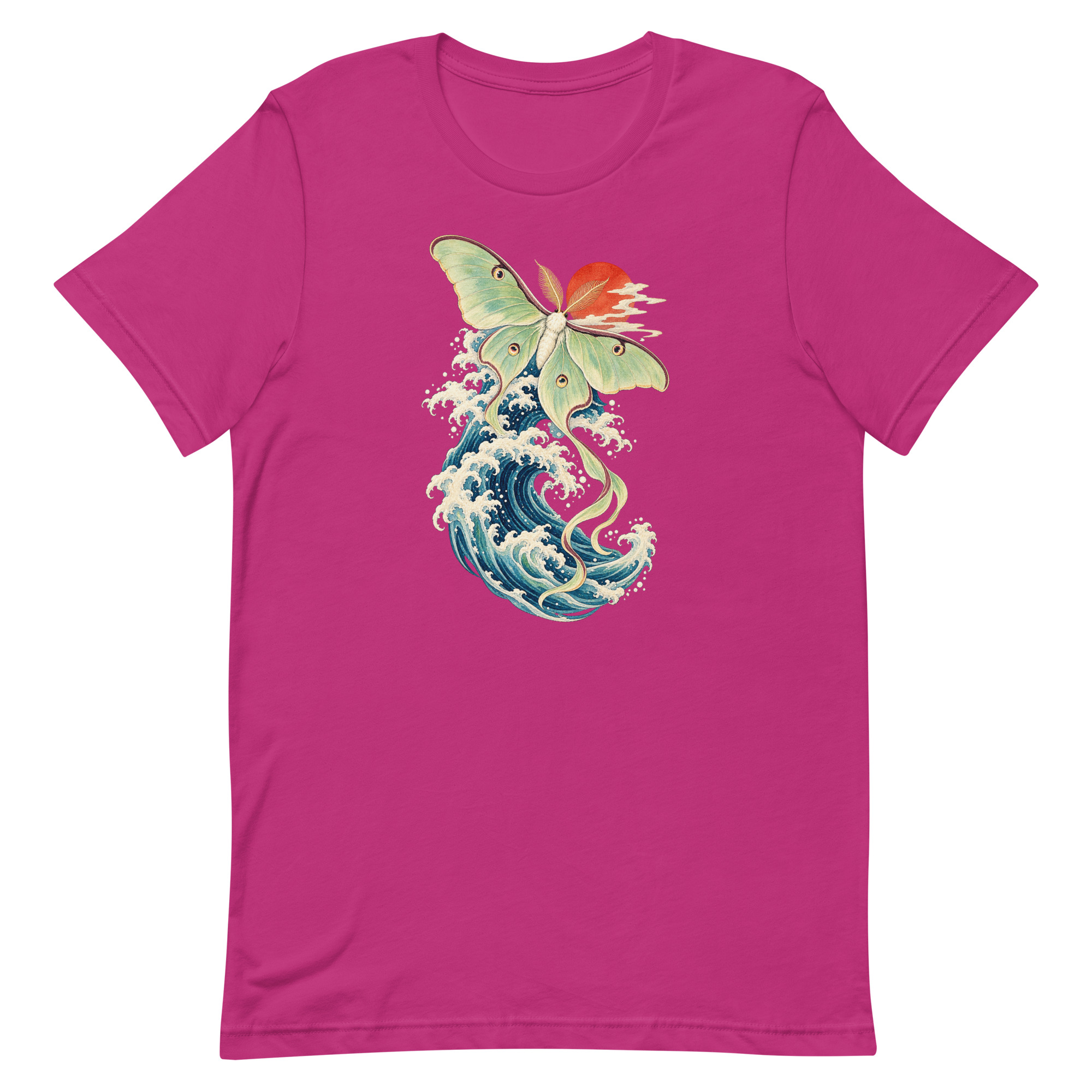 Luna Moth Great Wave Japanese Ukiyo-e Art T-Shirt - Image 6