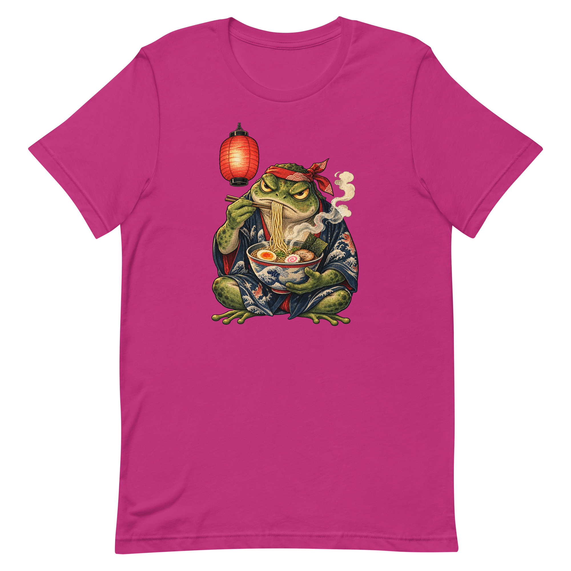 Grumpy Frog Ramen Lantern Japanese Ink Art T-Shirt - Image 8