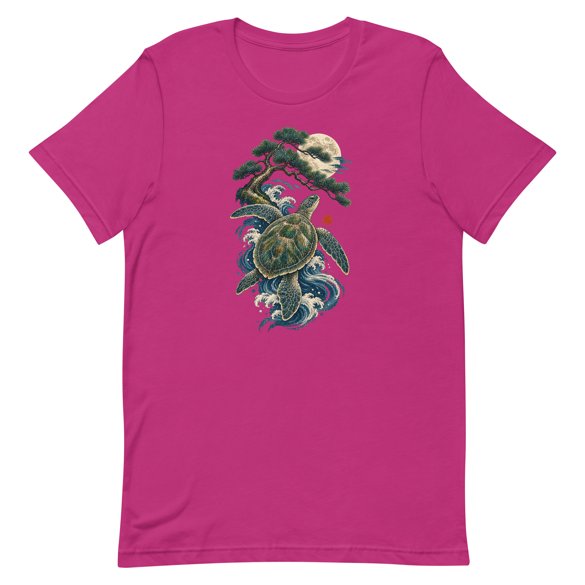 Ancient Sea Turtle Pine Moon Japanese Art, Japanese Art Tee, Mythology Gift - Image 6
