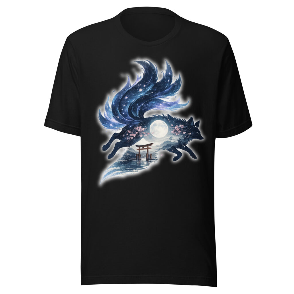 Nine Tailed Fox Galaxy Japanese Kitsune T-Shirt
