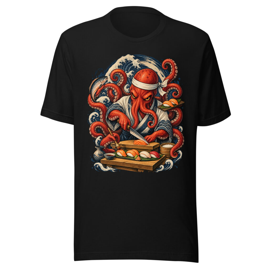 Octopus Sushi Chef Japanese Food Art T-Shirt