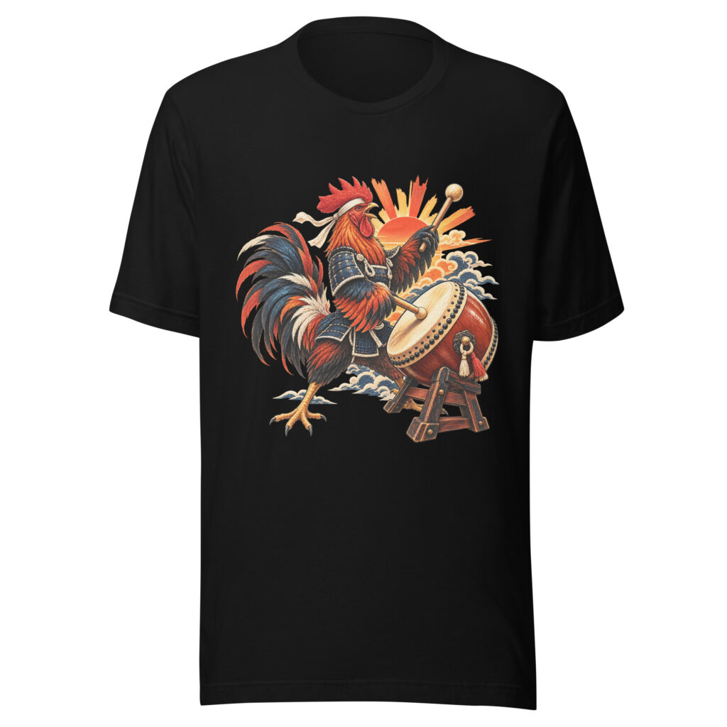 Rooster Samurai Taiko Drum Japanese Art, Japanese Art Tee, Mythology Gift