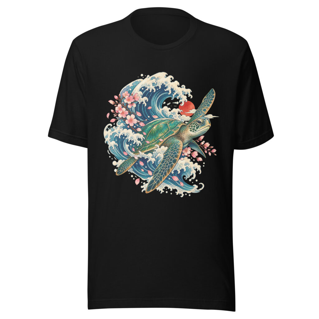 Sea Turtle Great Wave Sakura Japanese Art, Japanese Art Tee, Mythology Gift