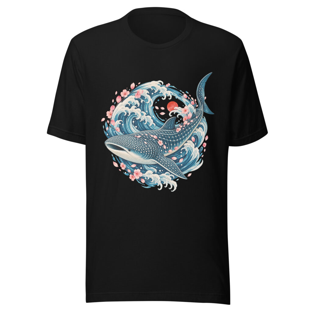Whale Shark Sakura Current Japanese Art, Japanese Art Tee, Mythology Gift