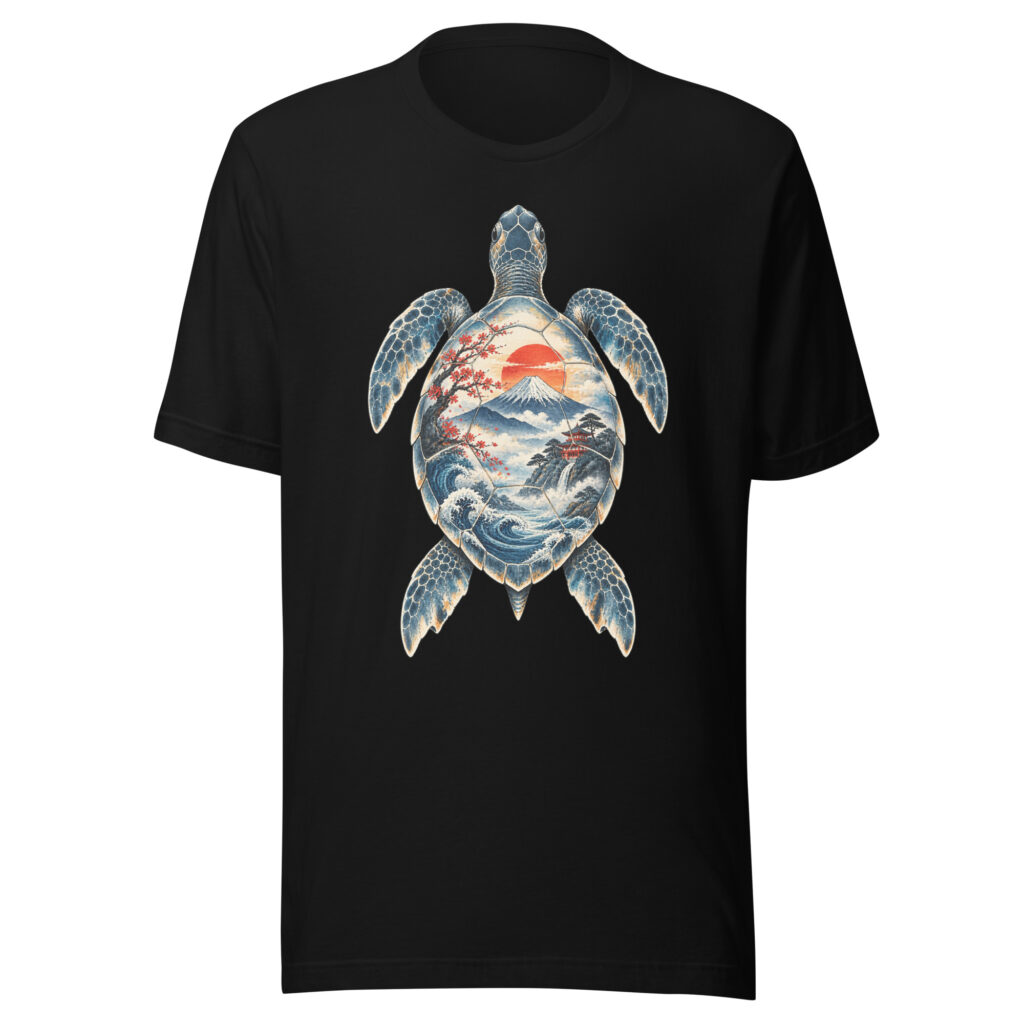Sea Turtle Mount Fuji Sunrise Japanese Art, Japanese Art Tee, Mythology Gift