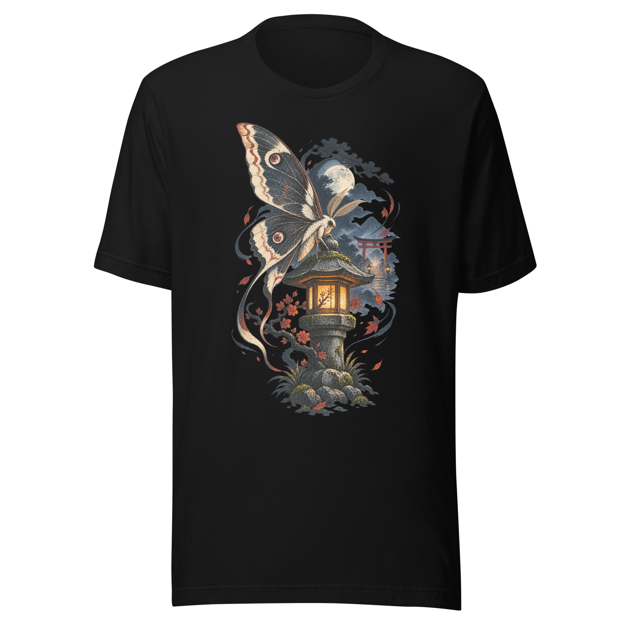 Japanese Moth Lantern Shrine Night Yokai Art T-Shirt