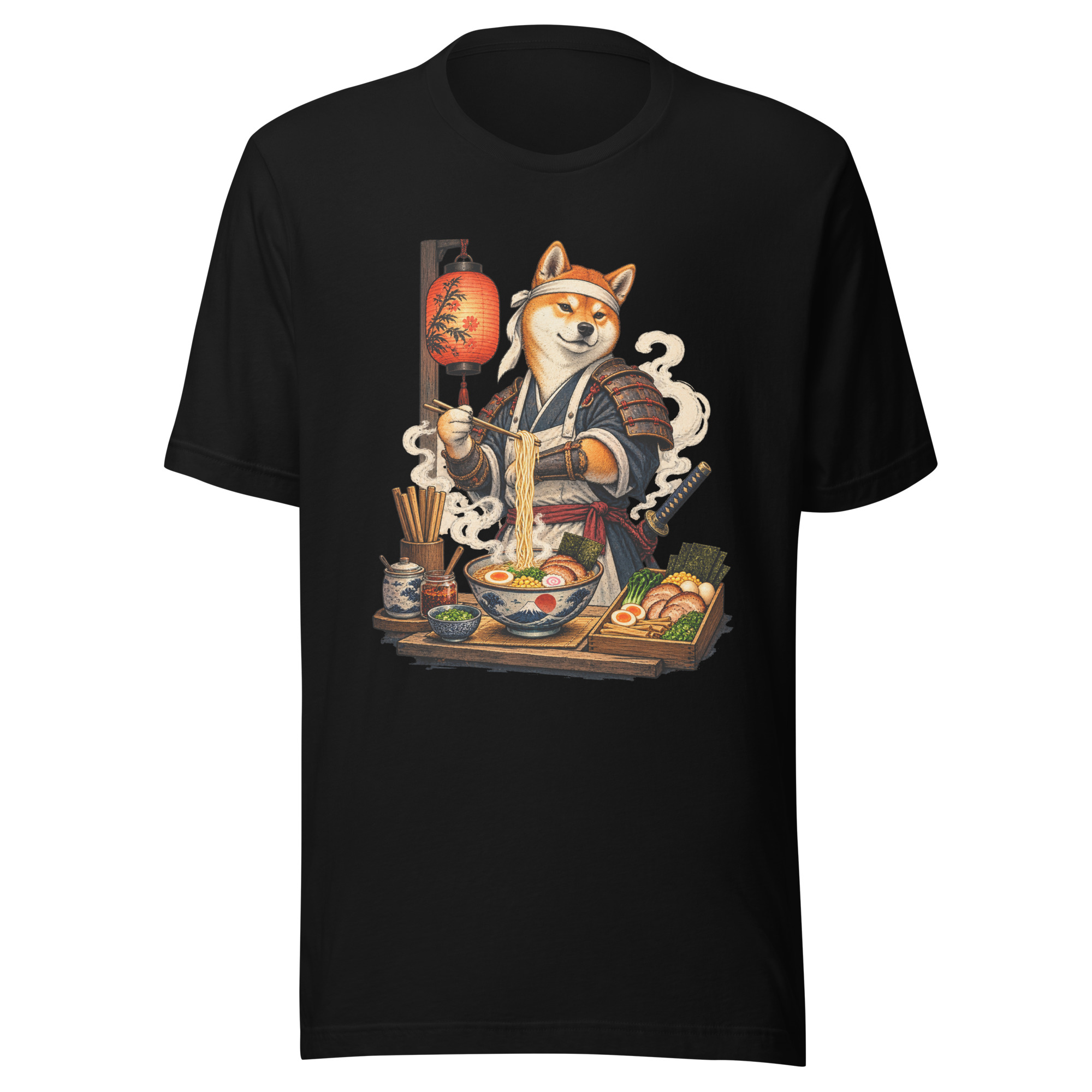 Shiba Samurai Ramen Chef Japanese Dog Art T-Shirt
