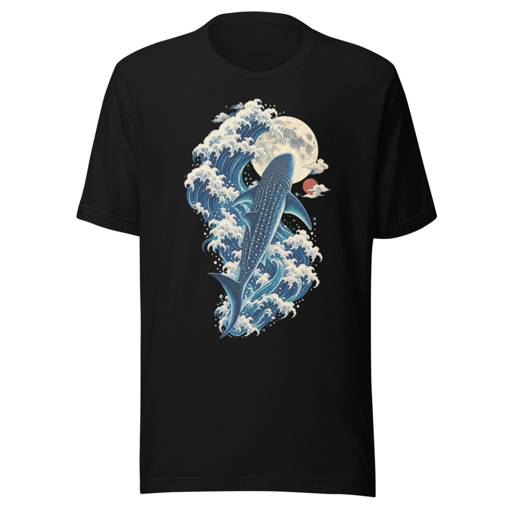 Whale Shark Great Wave Moon Japanese Art, Japanese Art Tee, Mythology Gift