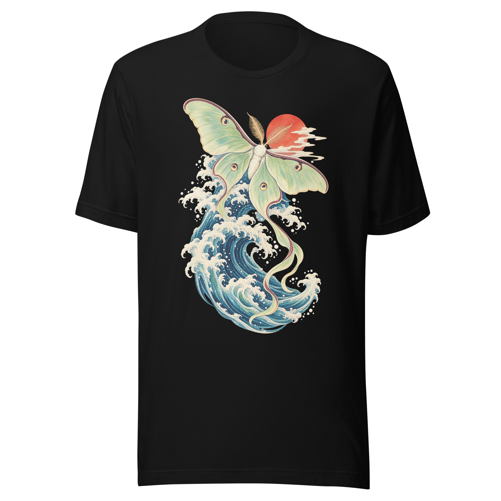 Luna Moth Great Wave Japanese Ukiyo-e Art T-Shirt