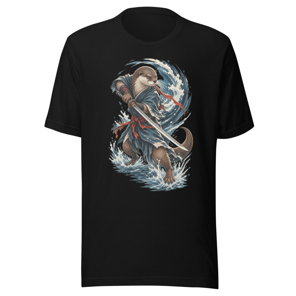 Otter Samurai River Duel Japanese Ukiyo-e Animal Art