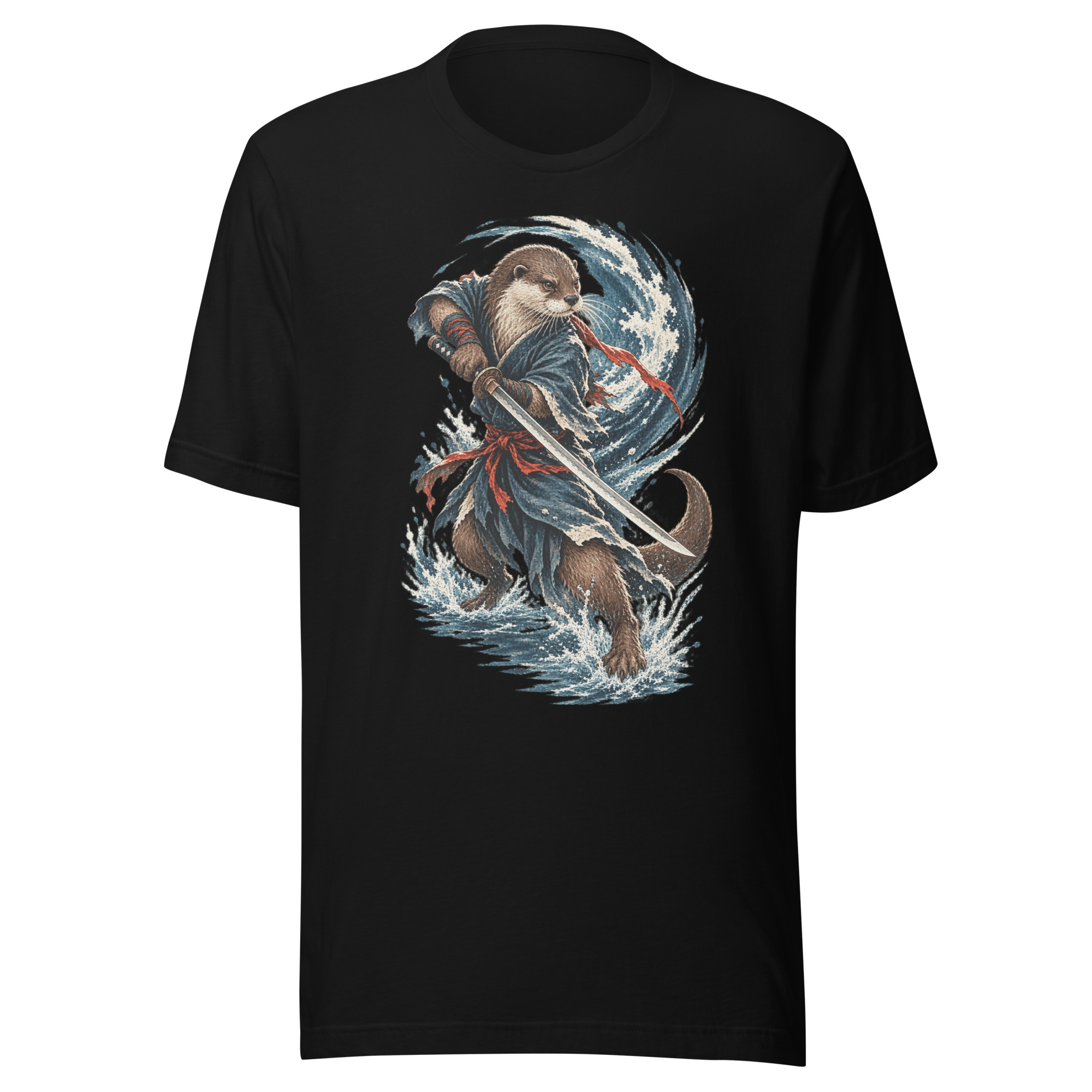 Otter Samurai River Duel Japanese Ukiyo-e Animal Art