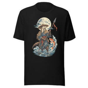 Otter Koi Fisher Moon Japanese River Animal Art
