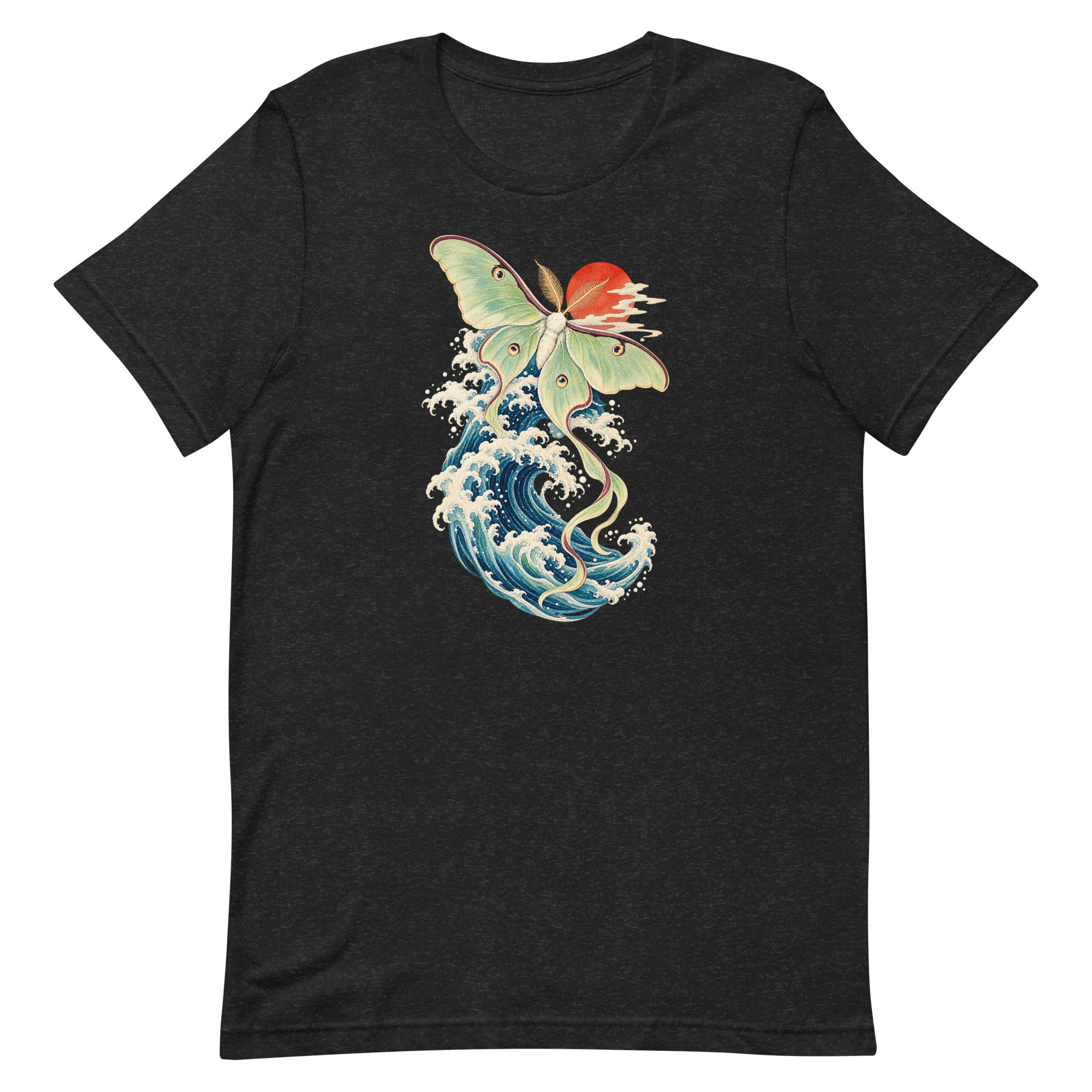 Luna Moth Great Wave Japanese Ukiyo-e Art T-Shirt - Image 7