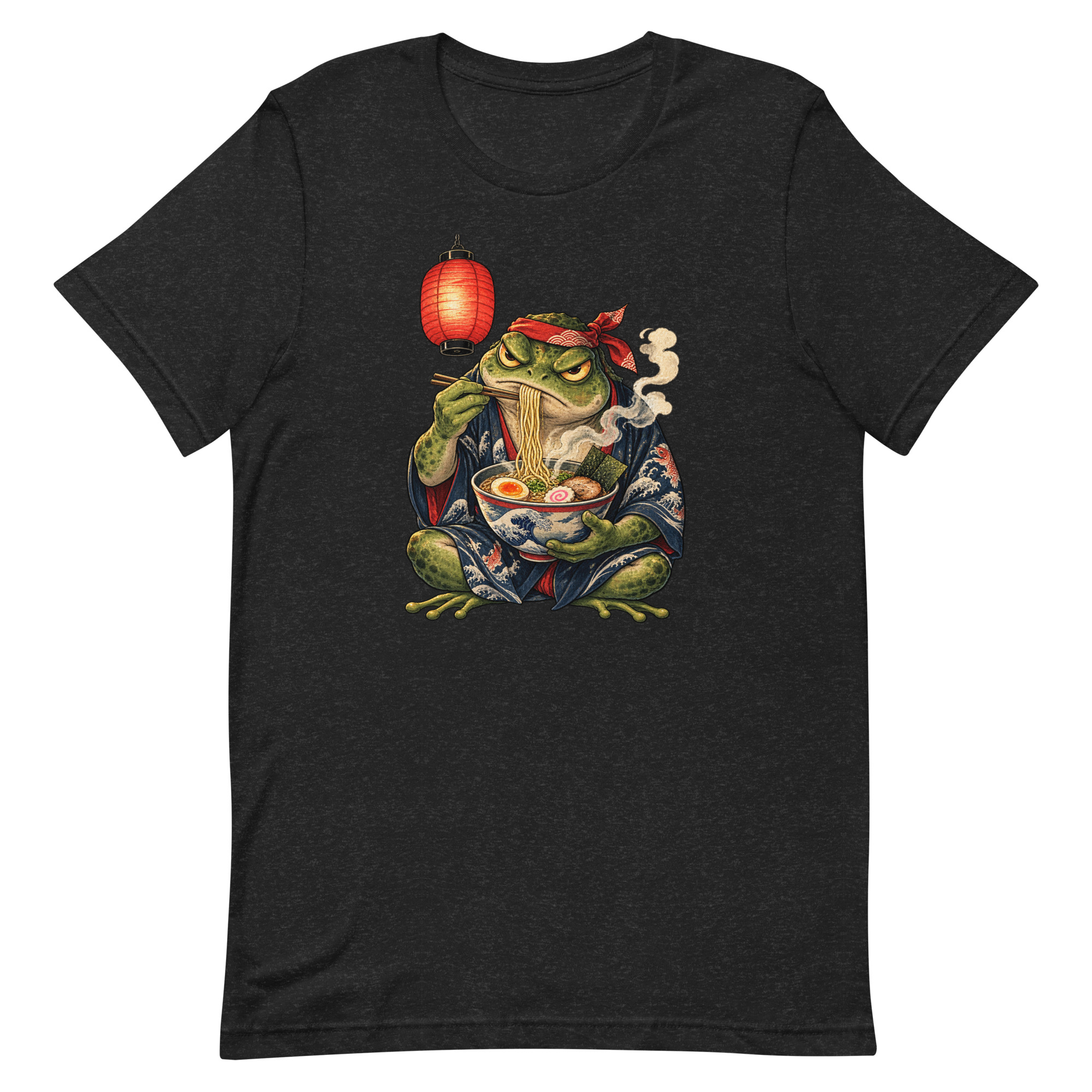 Grumpy Frog Ramen Lantern Japanese Ink Art T-Shirt - Image 9
