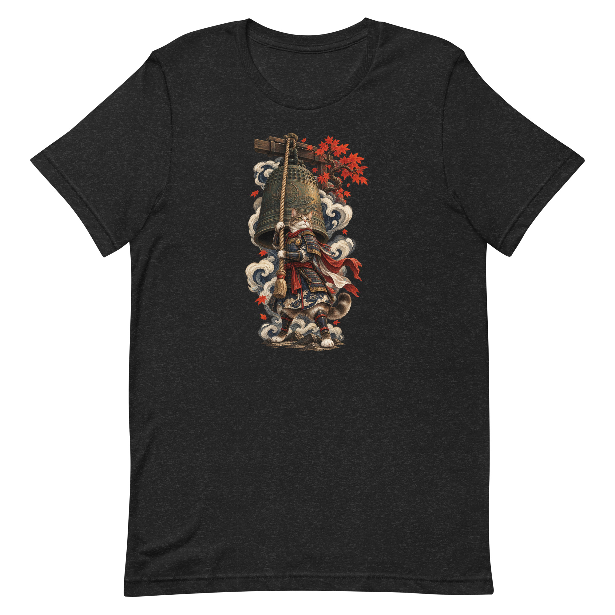 Samurai Cat Temple Bell Guardian Japanese Art, Japanese Art Tee, Mythology Gift - Image 9
