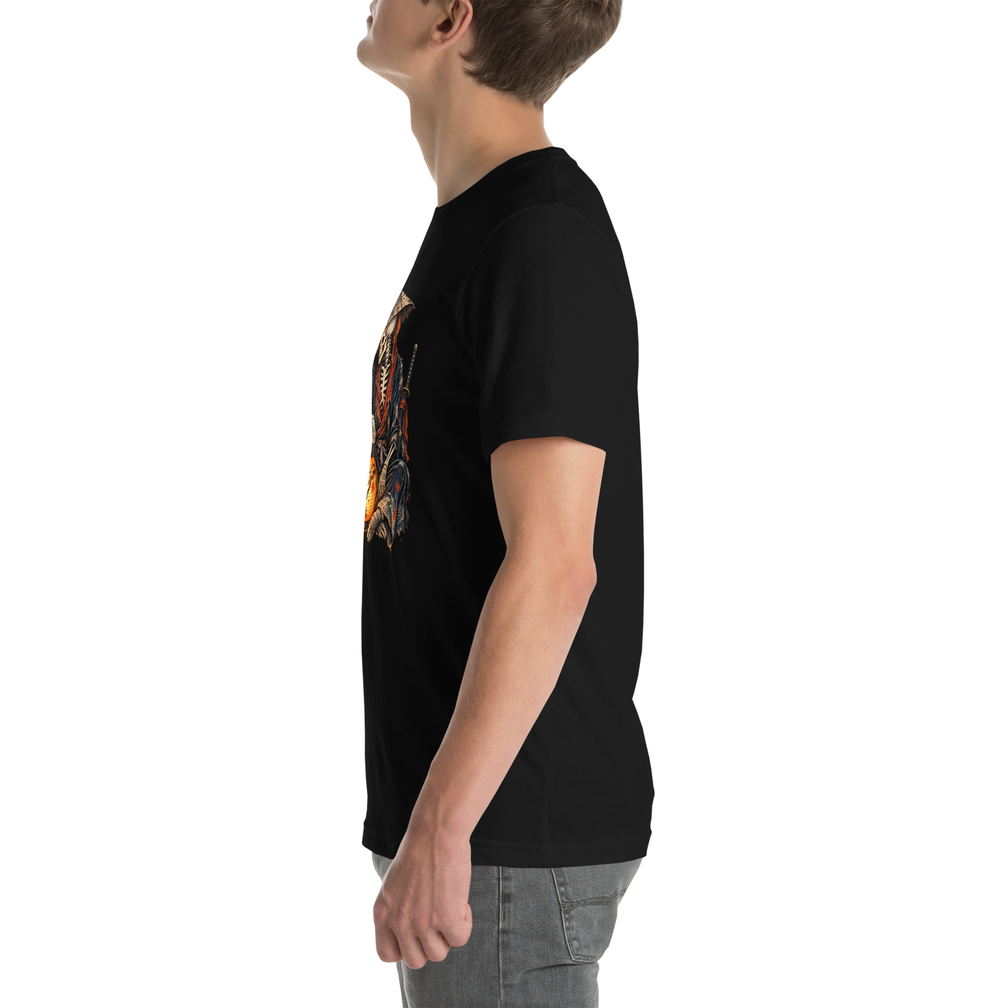 Black Cat Skeleton Lantern Japanese Folklore T-Shirt - Image 3
