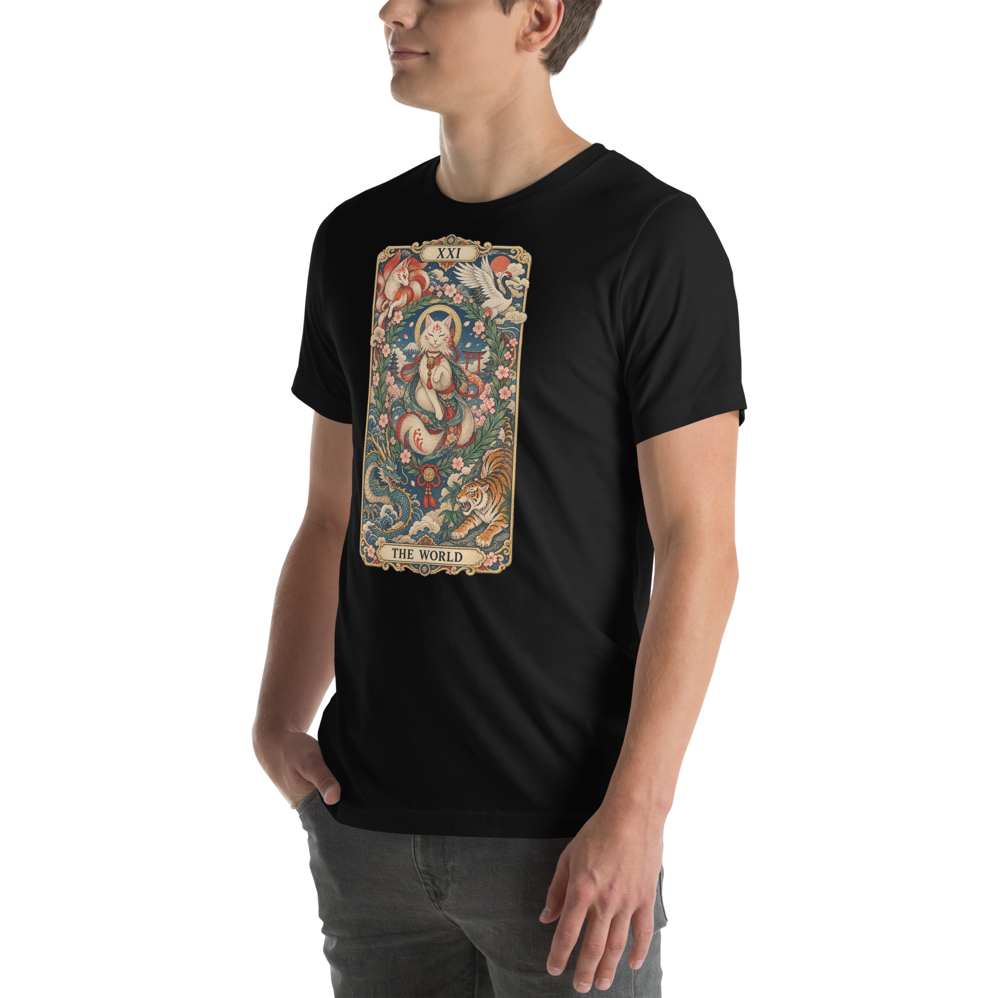 The World Shrine Cat Tarot Japanese Art T-Shirt - Image 95