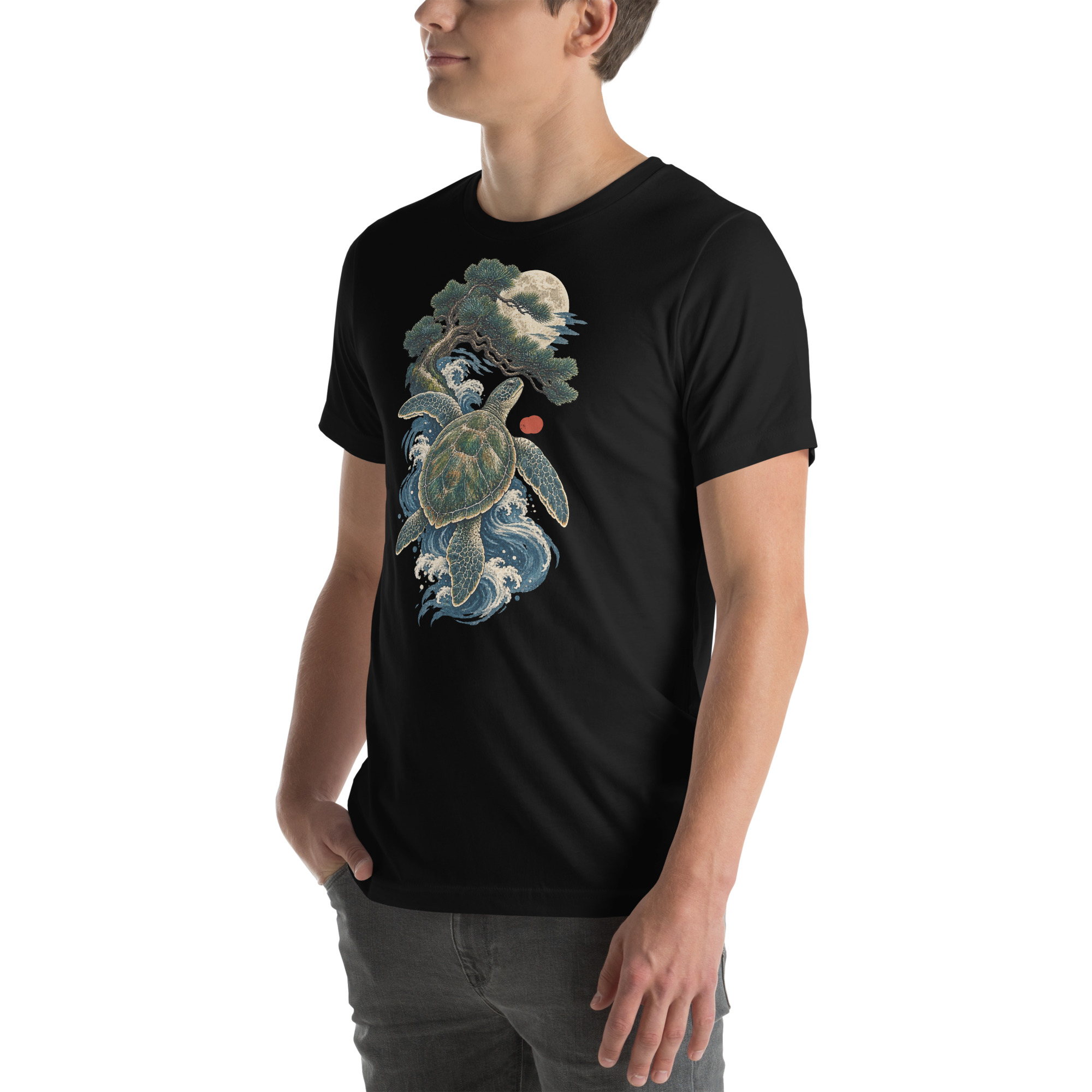 Ancient Sea Turtle Pine Moon Japanese Art, Japanese Art Tee, Mythology Gift - Image 95