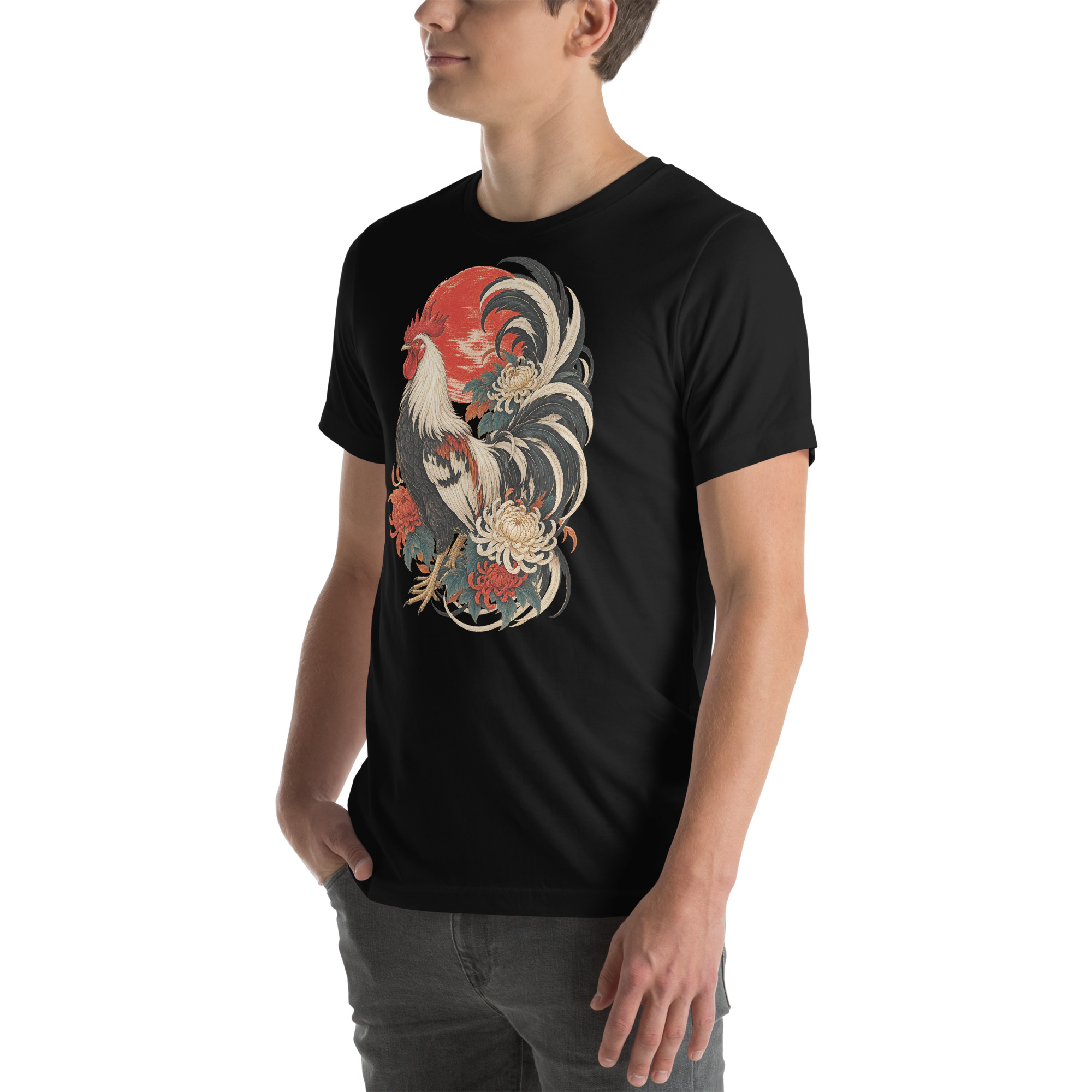 Japanese Rooster Red Sun Chrysanthemum Art, Japanese Art Tee, Mythology Gift - Image 95